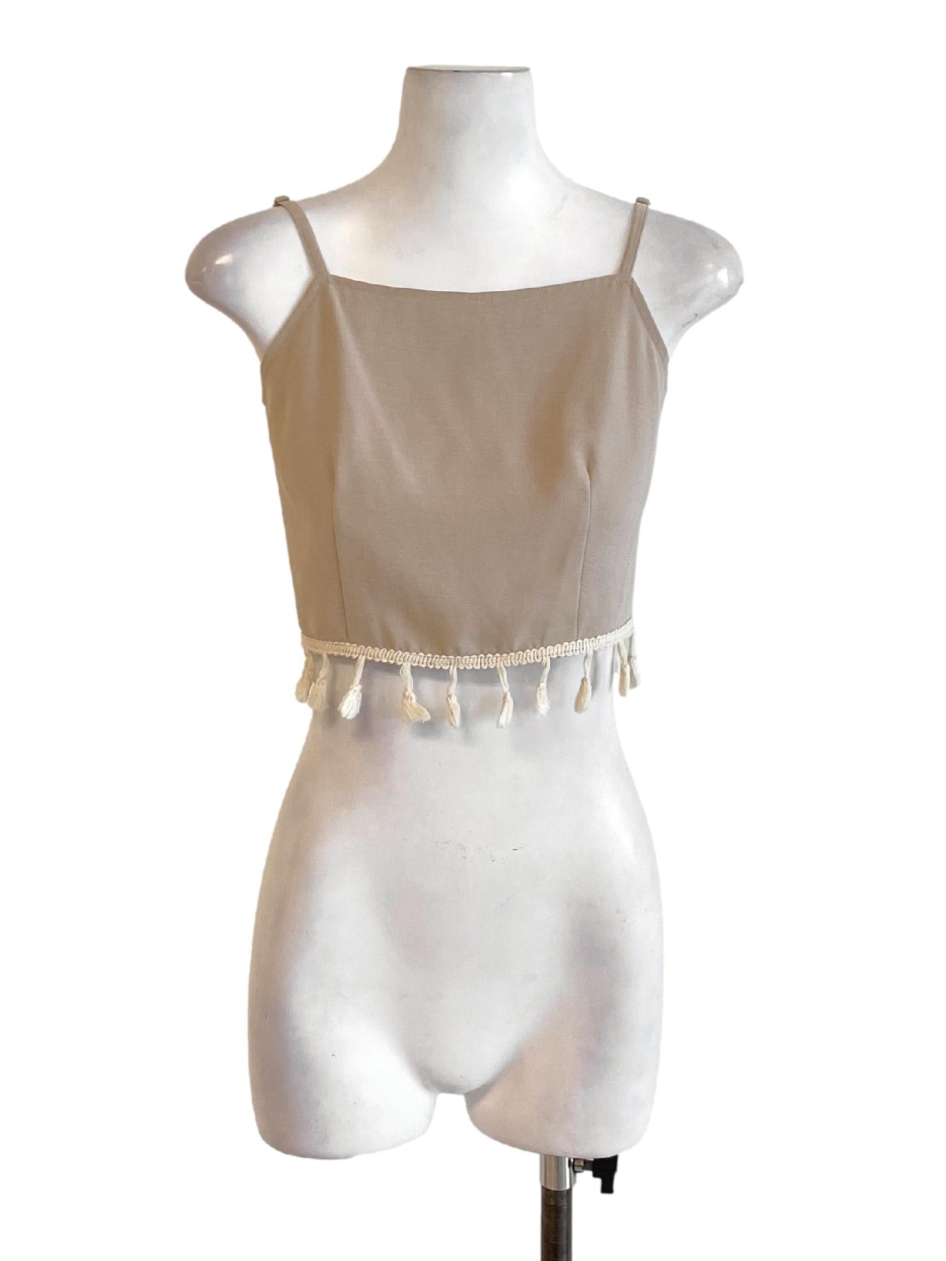 Light Cedar Brown Square Neck Waisted Cropped Top
