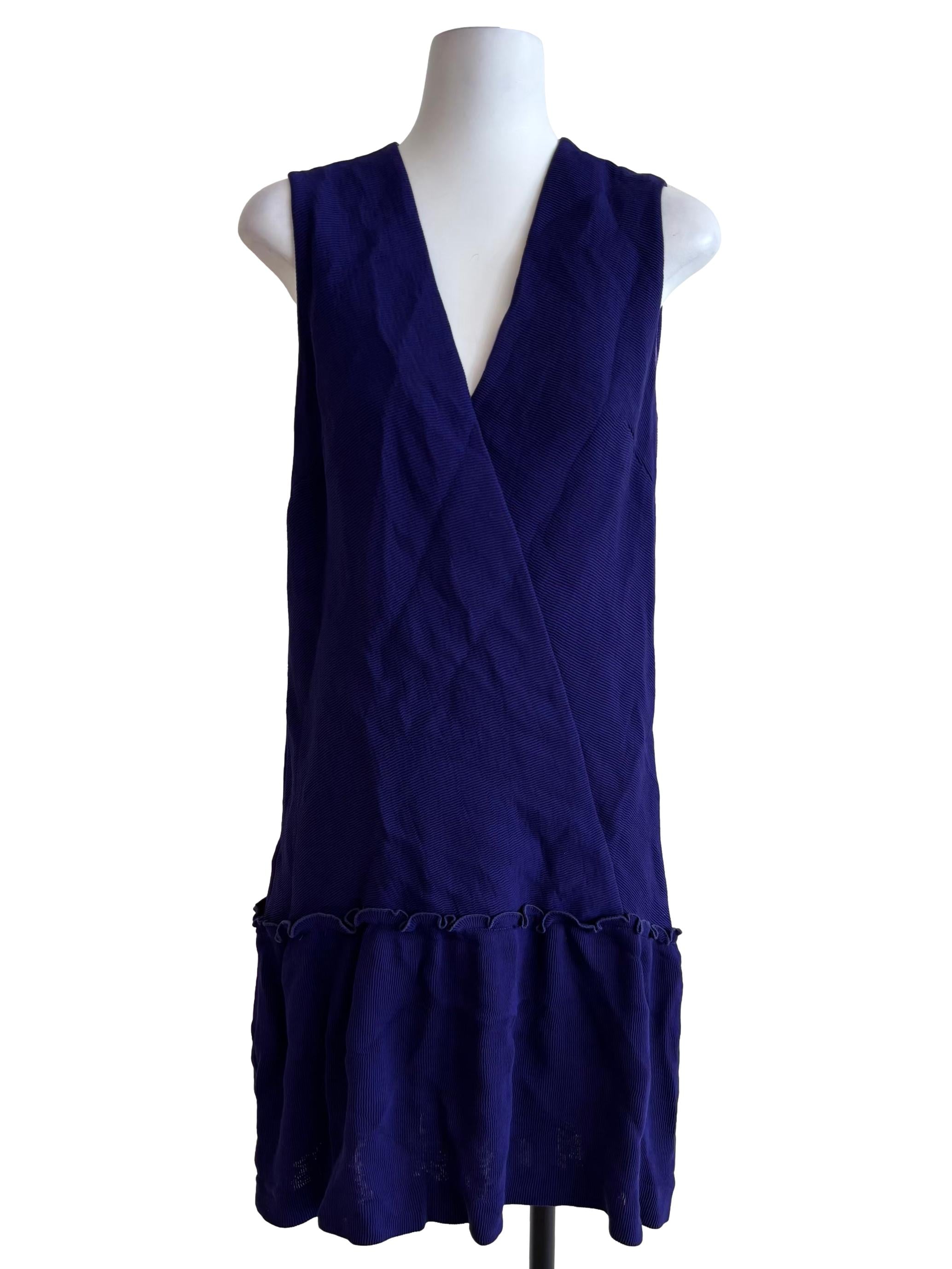 Berry Blue Drop Waist Textured Dress