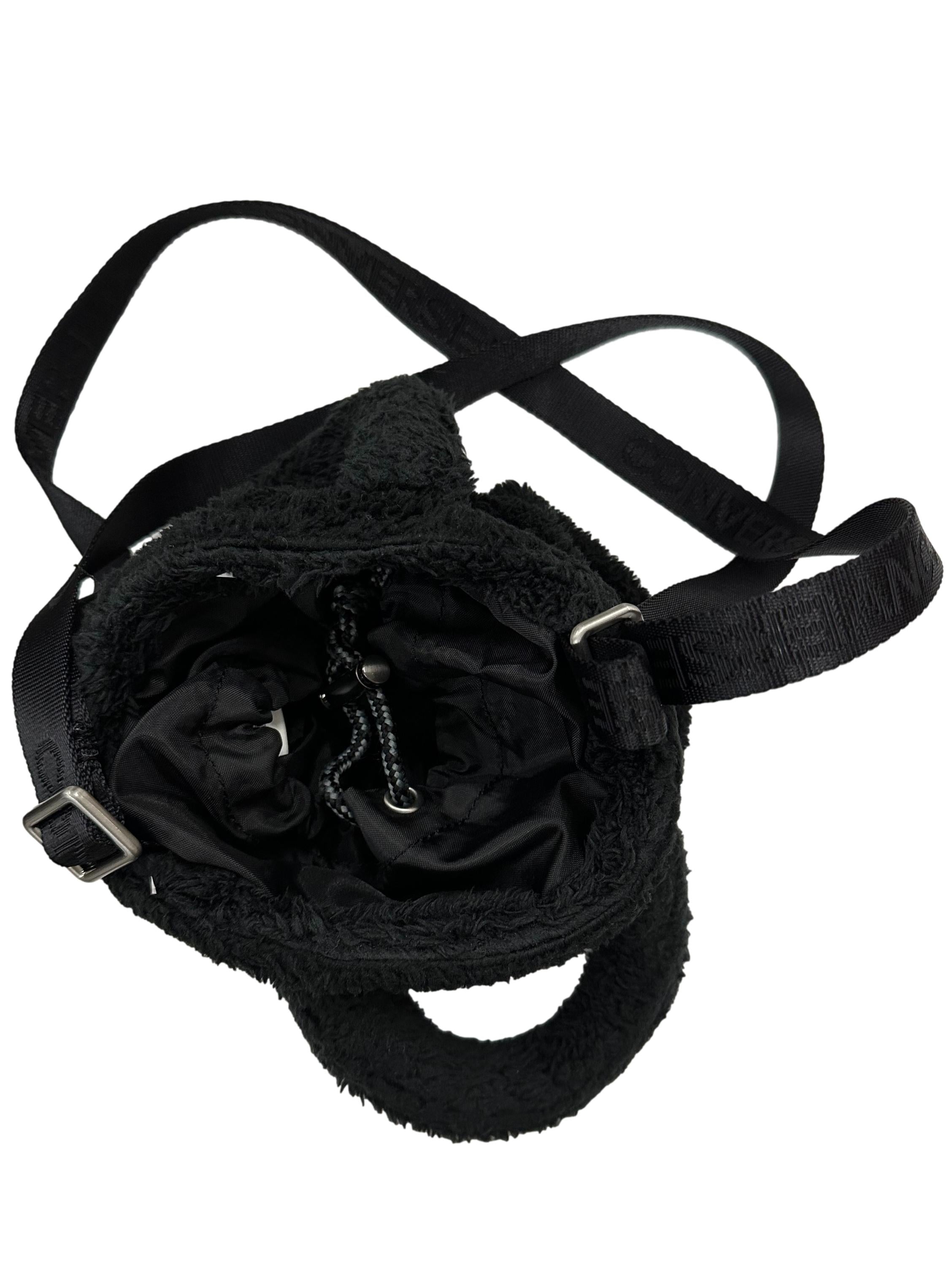 Pitch Black Furry Crossbody Bag