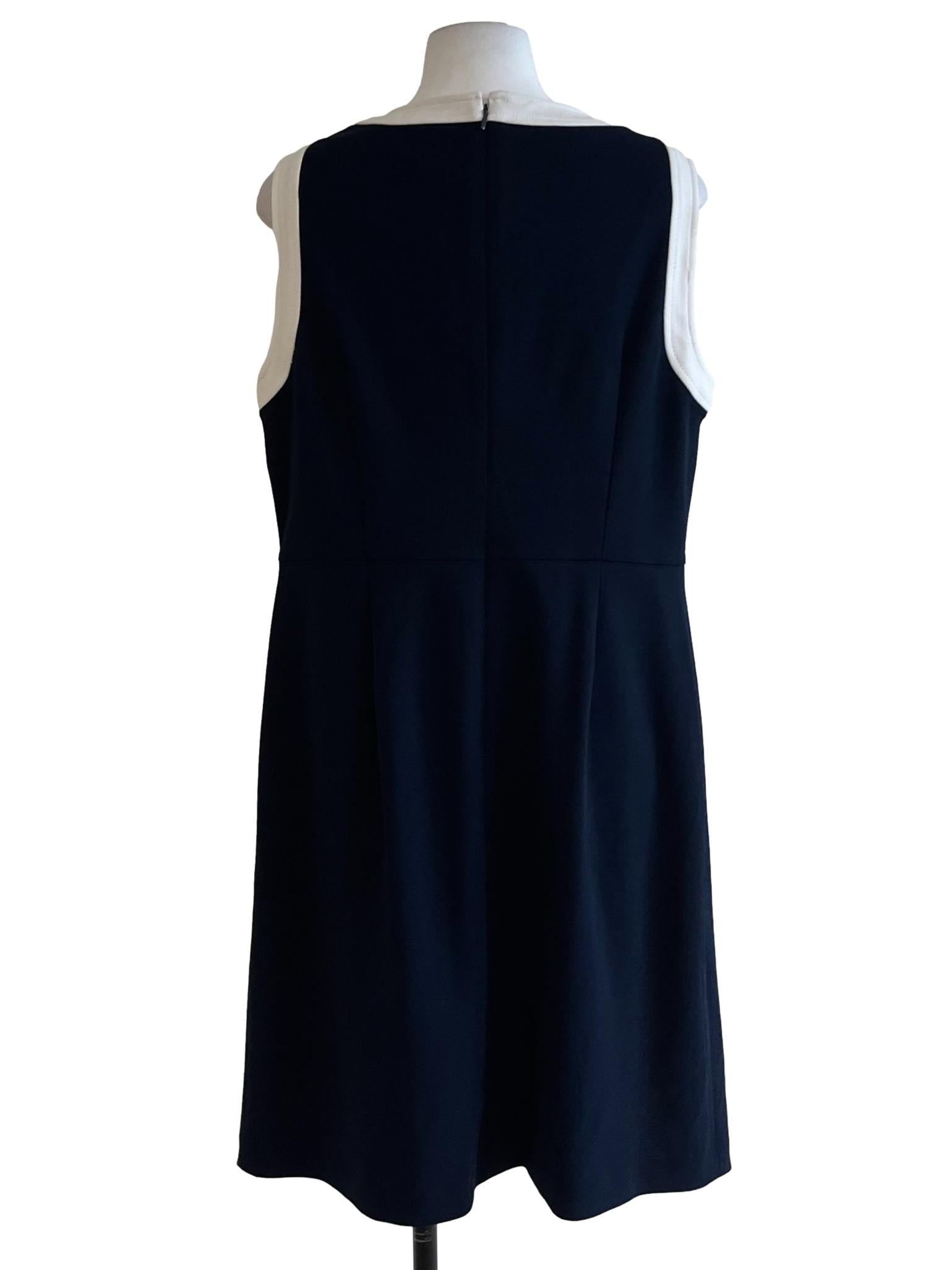 Navy Blue Jewel Neckline A-Line Dress