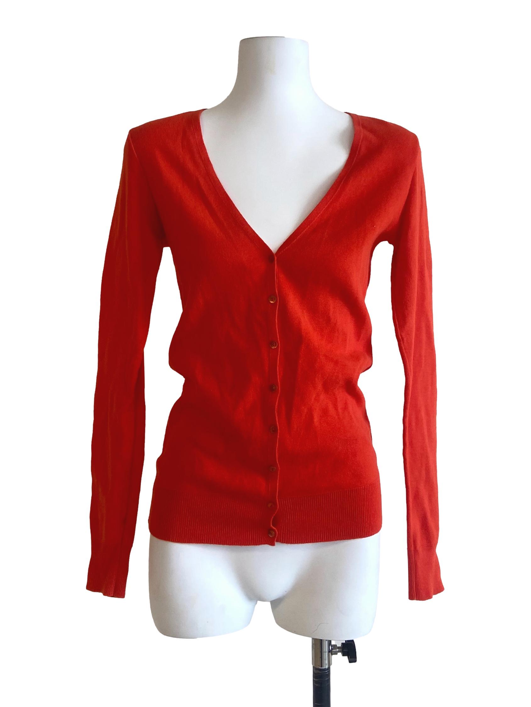 Orange Button Down Cardigan