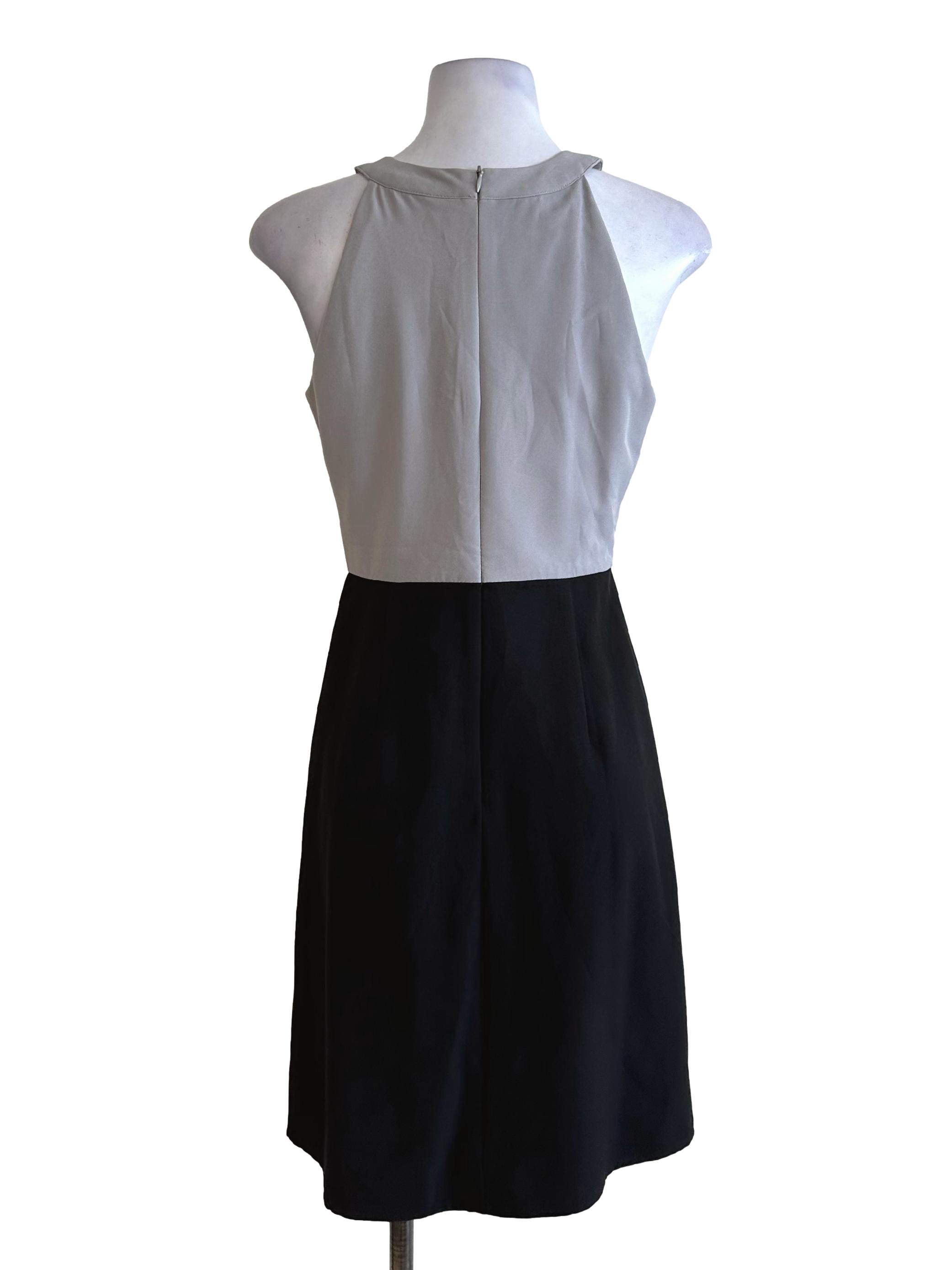 Grey Black Halter Slit Dress