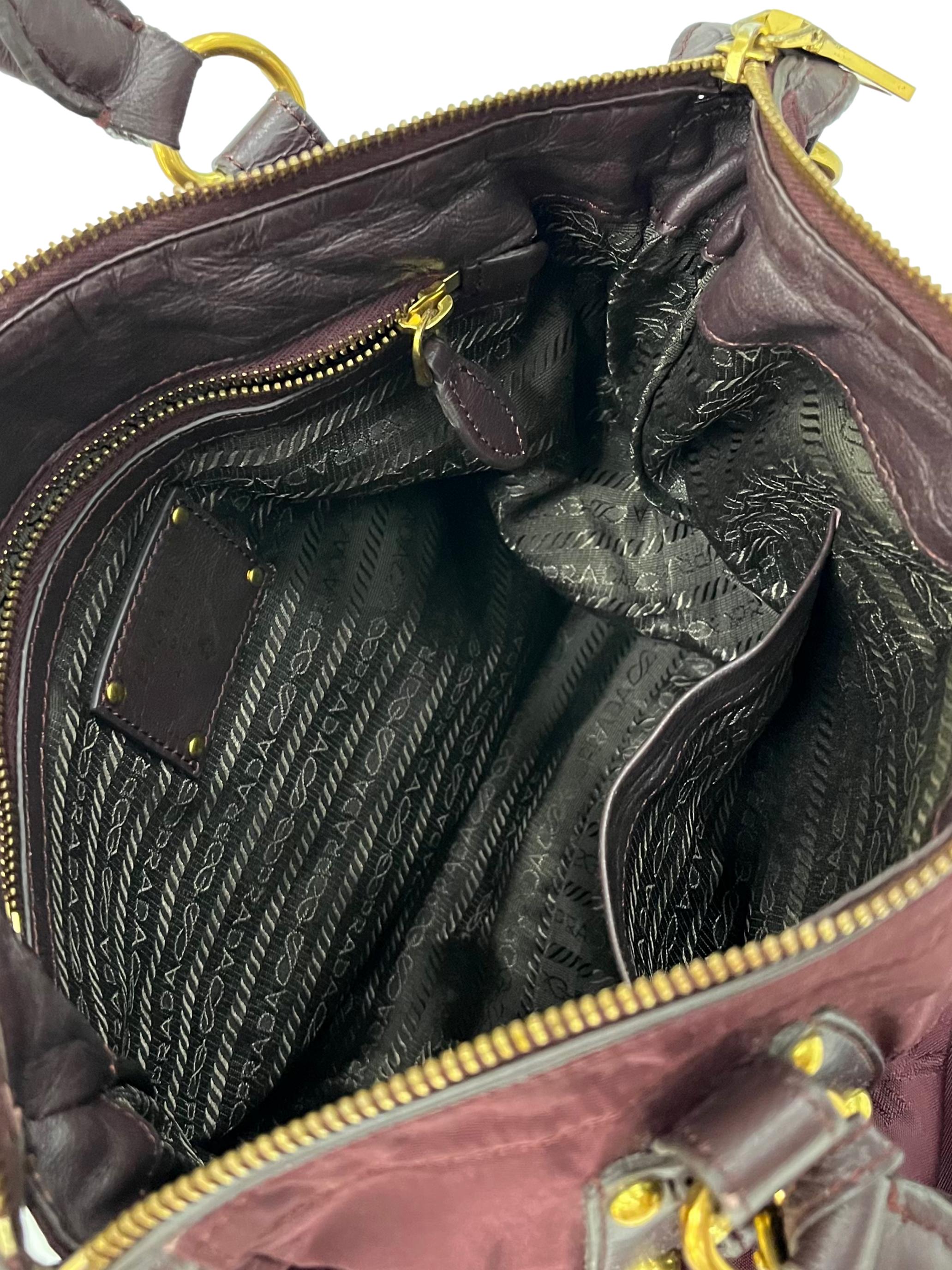 Burgundy Tessuto Nylon Buckle Tote Bag