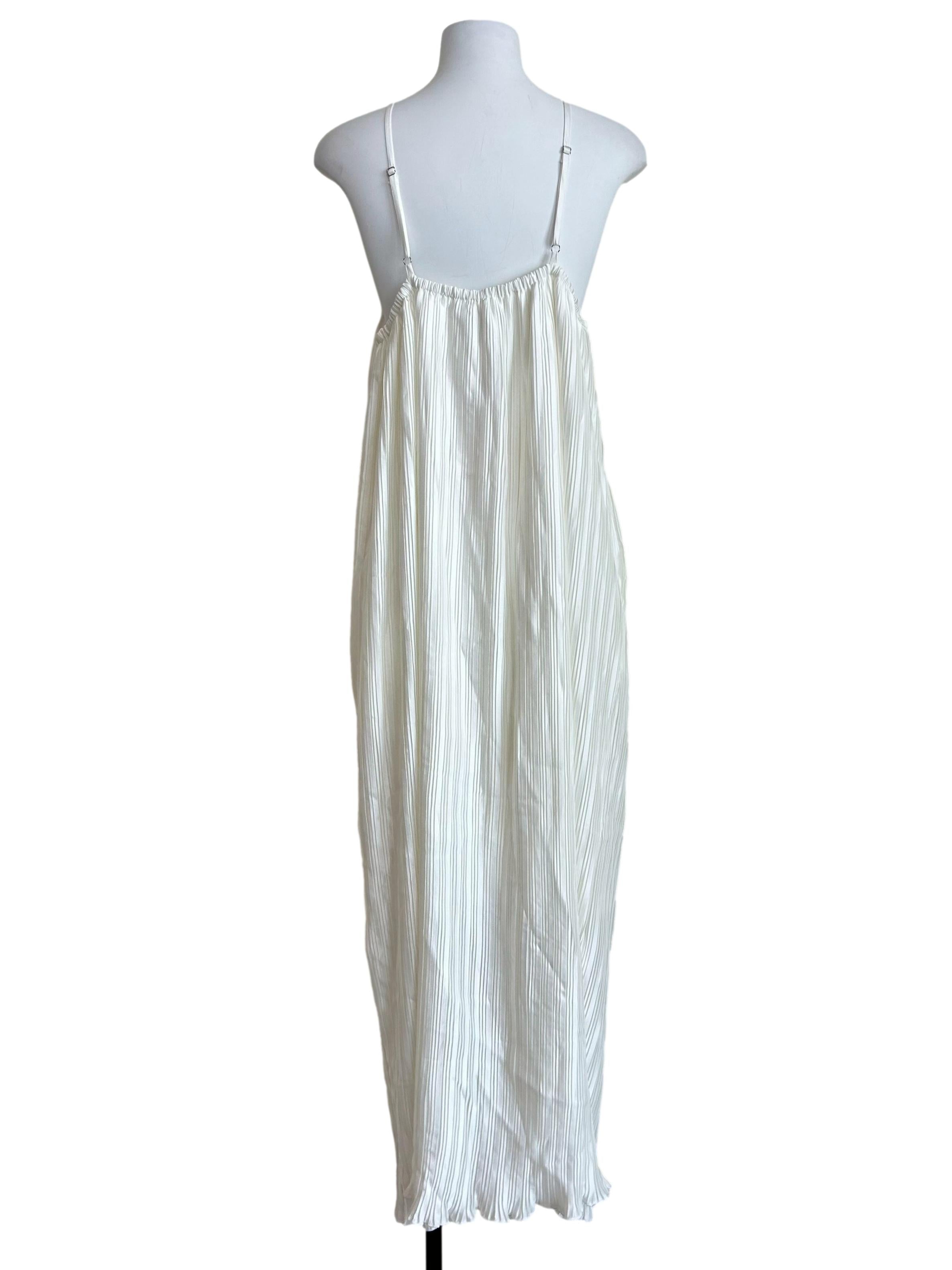 Off-White Pleated Halter Maxi Dress