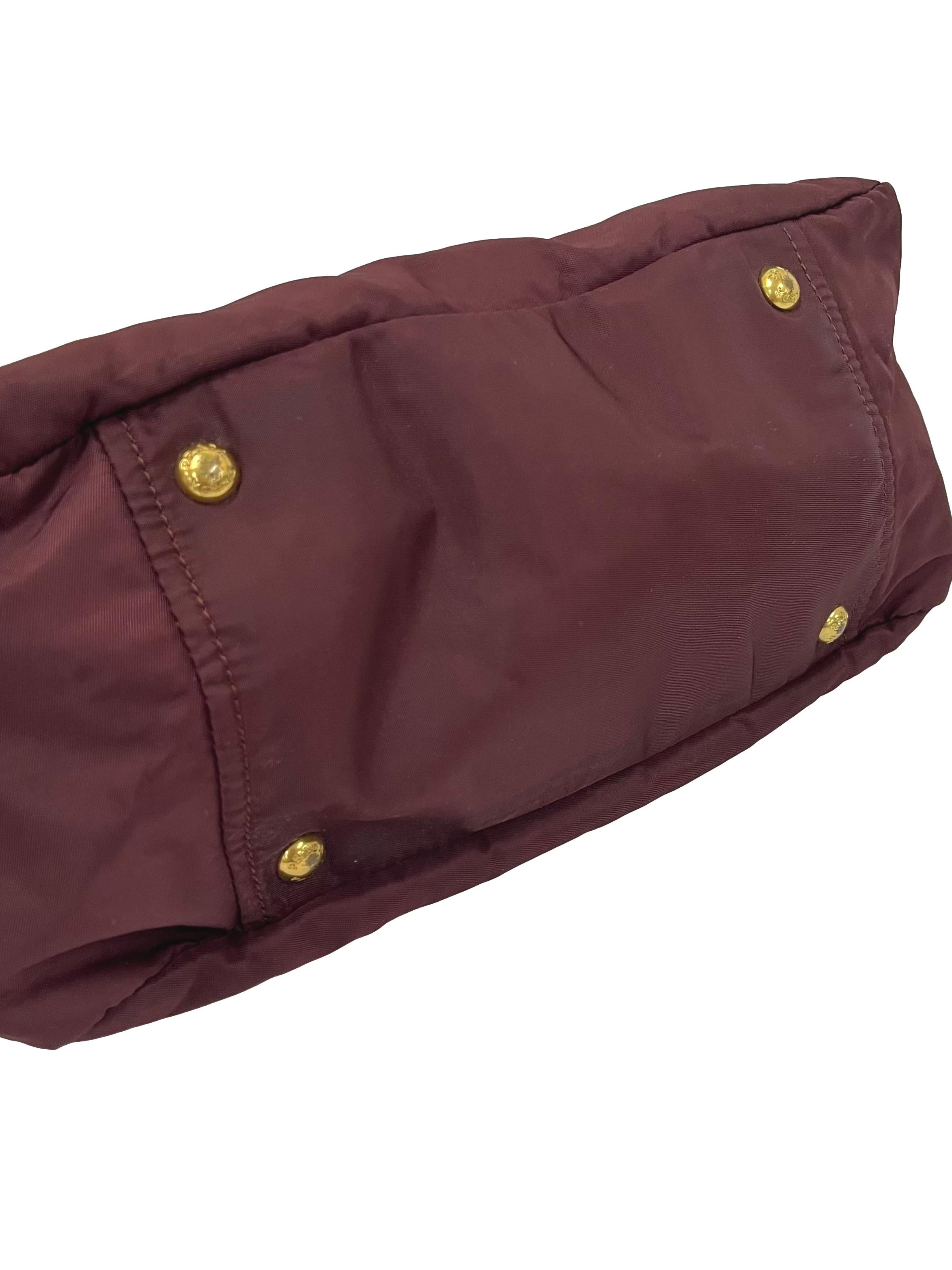 Burgundy Tessuto Nylon Buckle Tote Bag