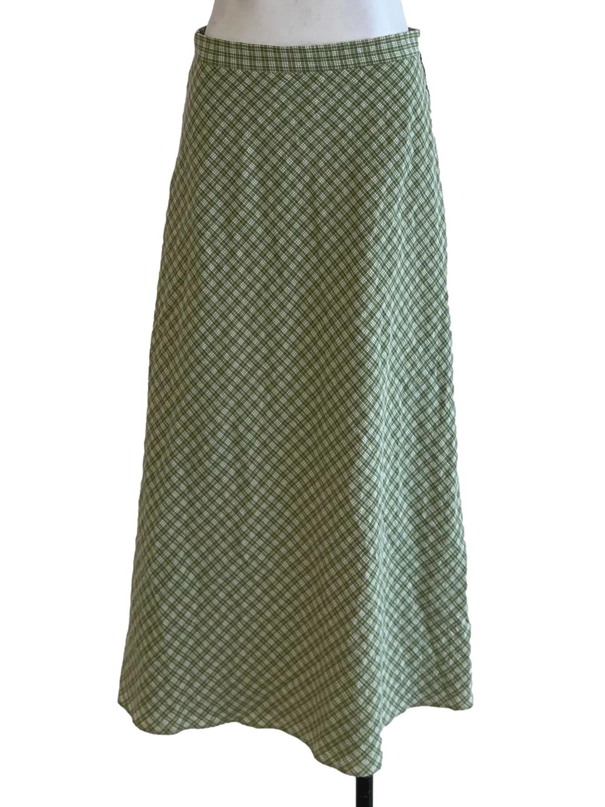 Sage Green Tattersall A-Line Skirt