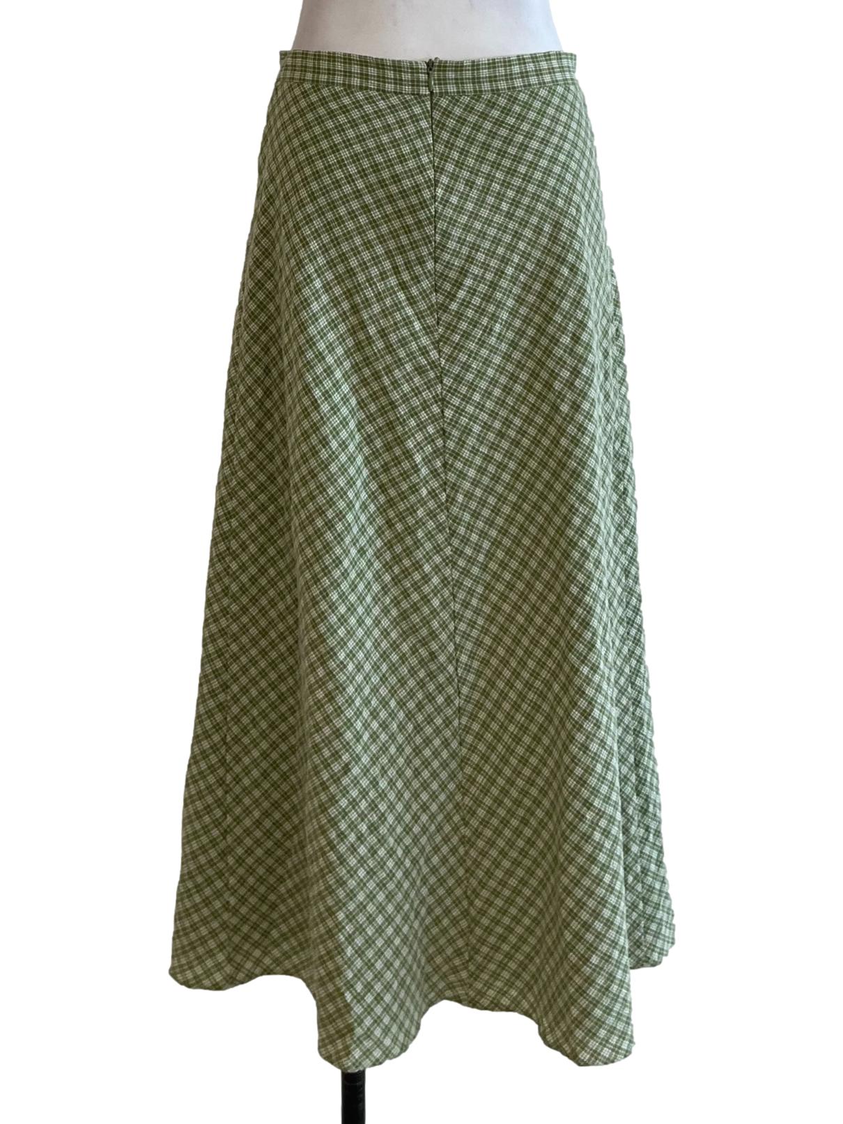 Sage Green Tattersall A-Line Skirt