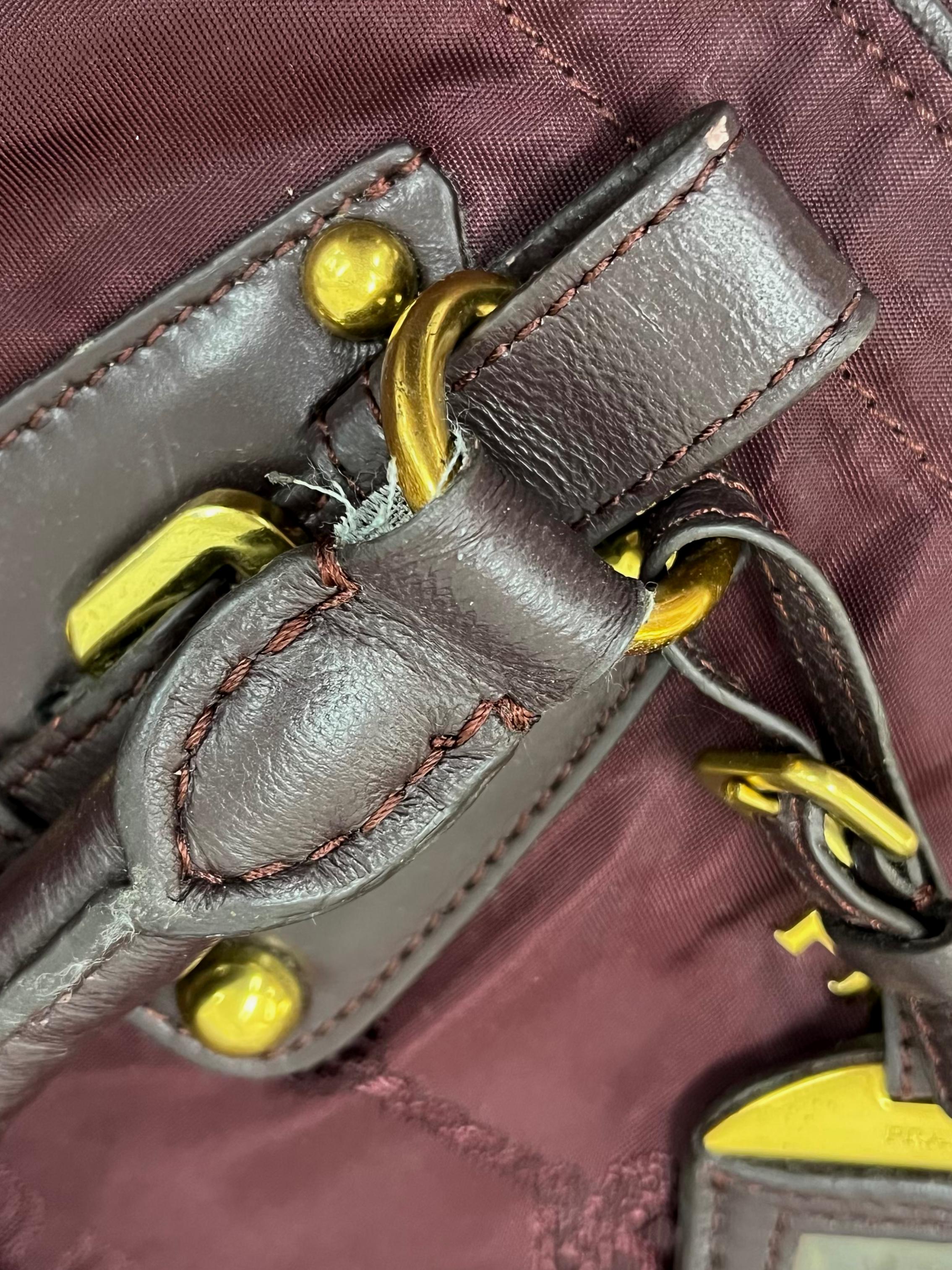 Burgundy Tessuto Nylon Buckle Tote Bag