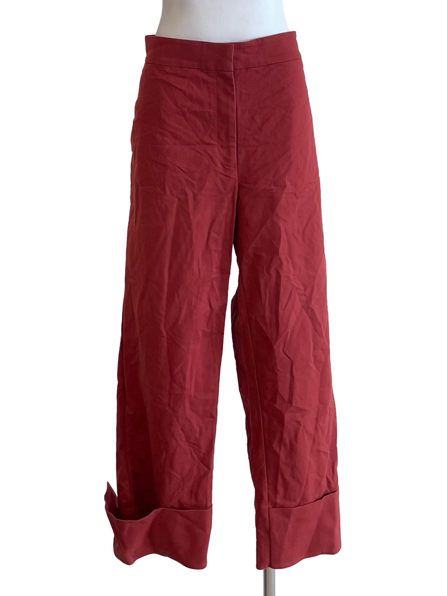 Chili Red Cuffed Straight Pants