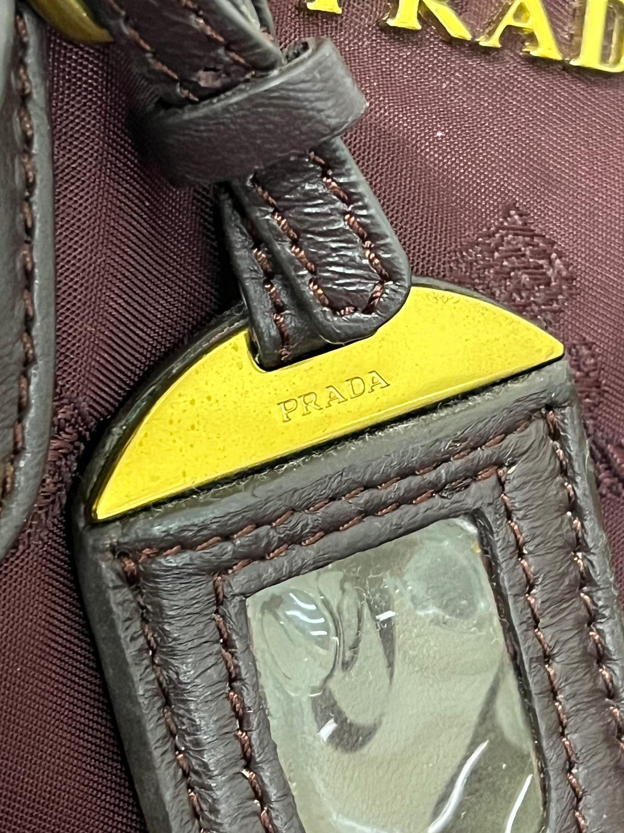 Burgundy Tessuto Nylon Buckle Tote Bag