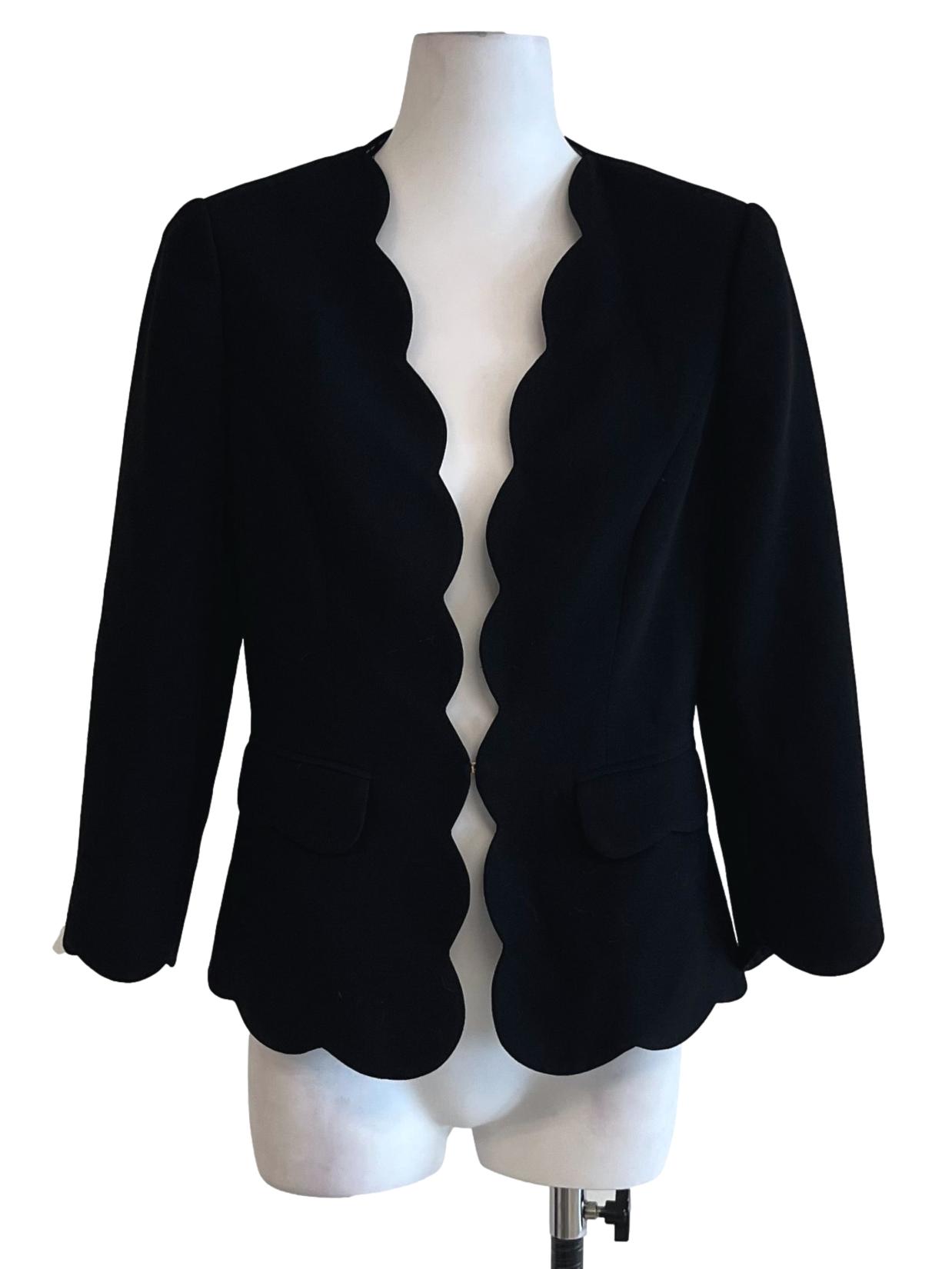 Black Scallop Hem Blazer