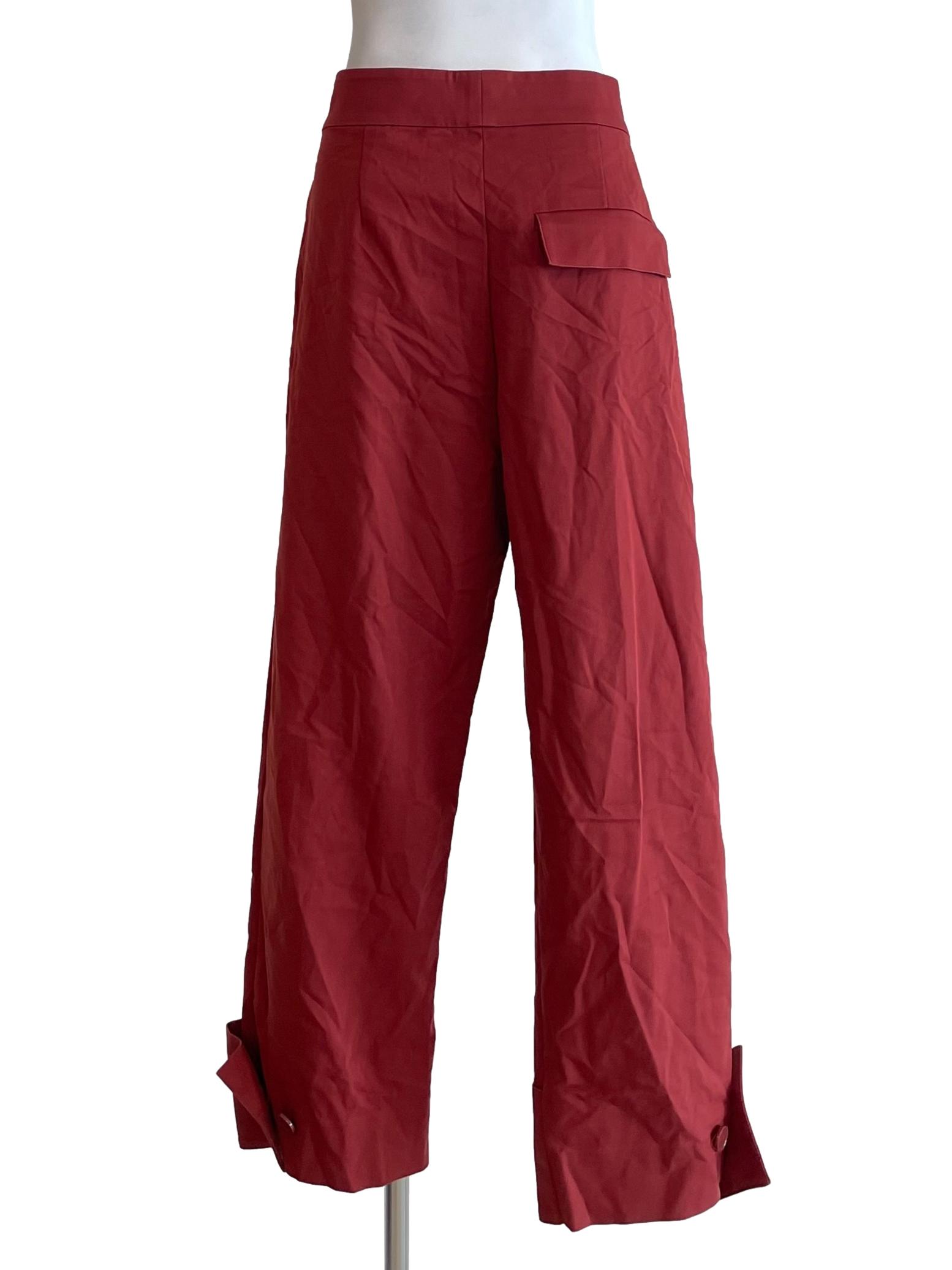 Chili Red Cuffed Straight Pants