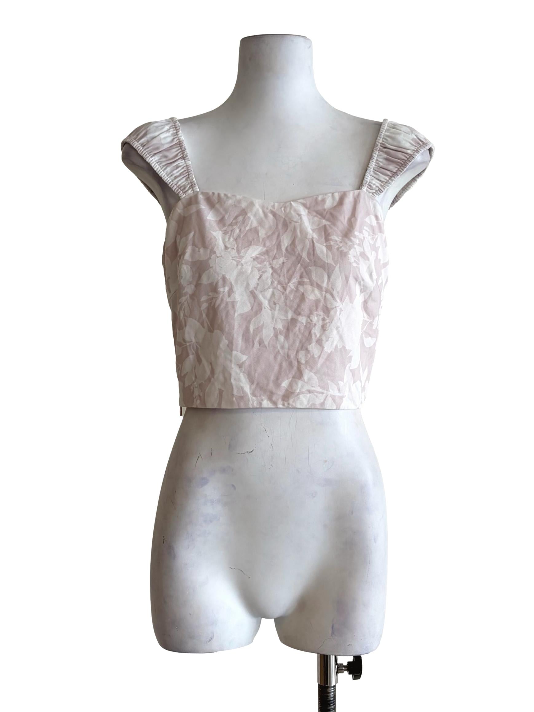 Crepe Pink Nature Print Crop Top