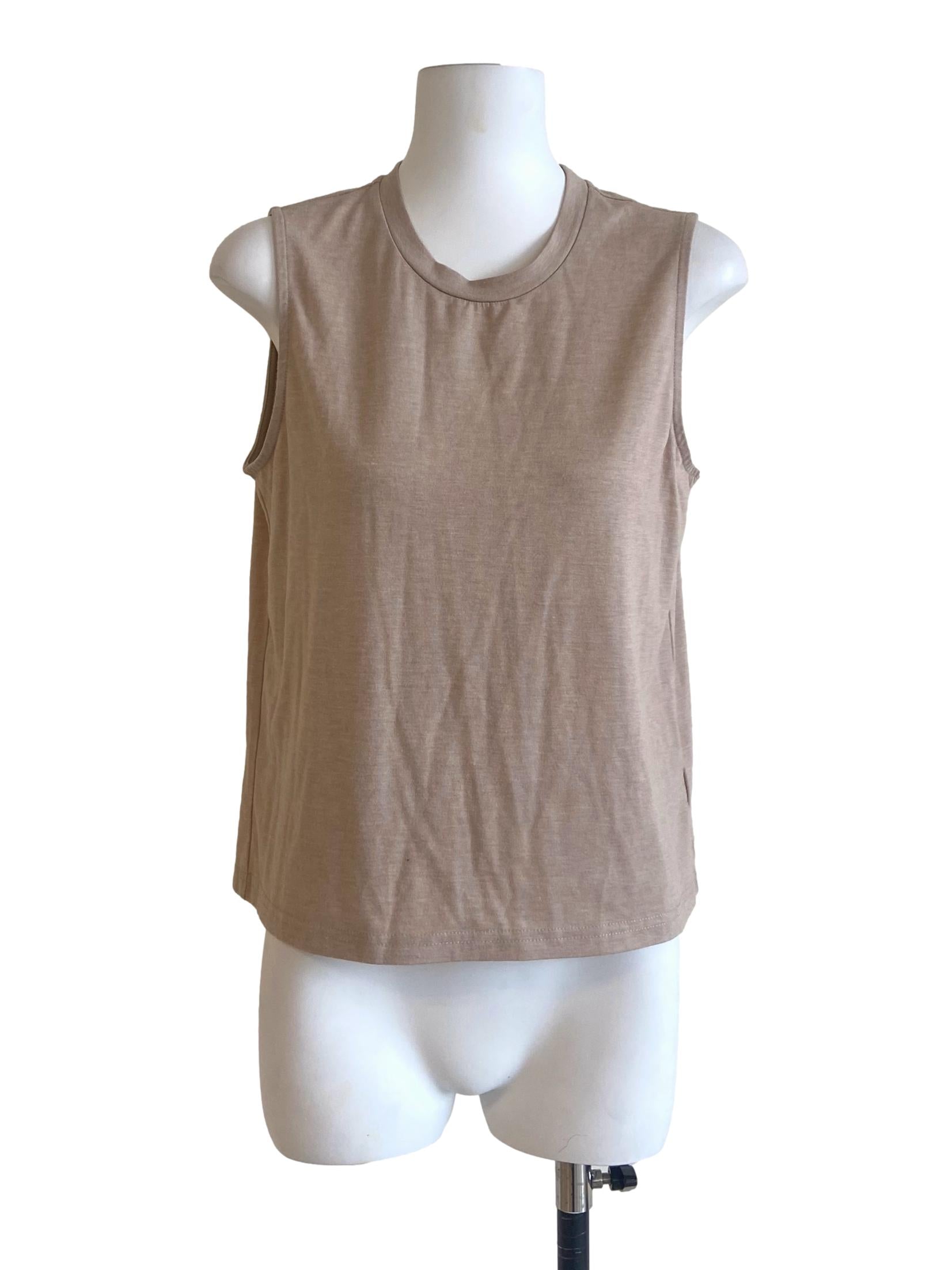 Bone Beige Sleeveless Twill Top LB