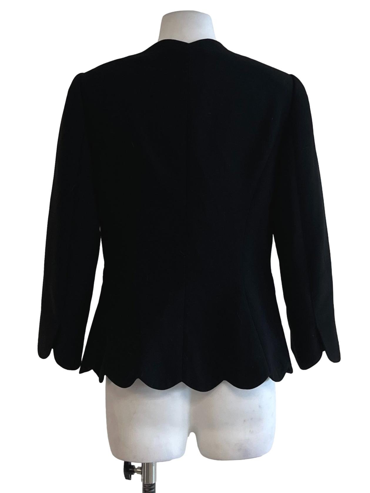 Black Scallop Hem Blazer