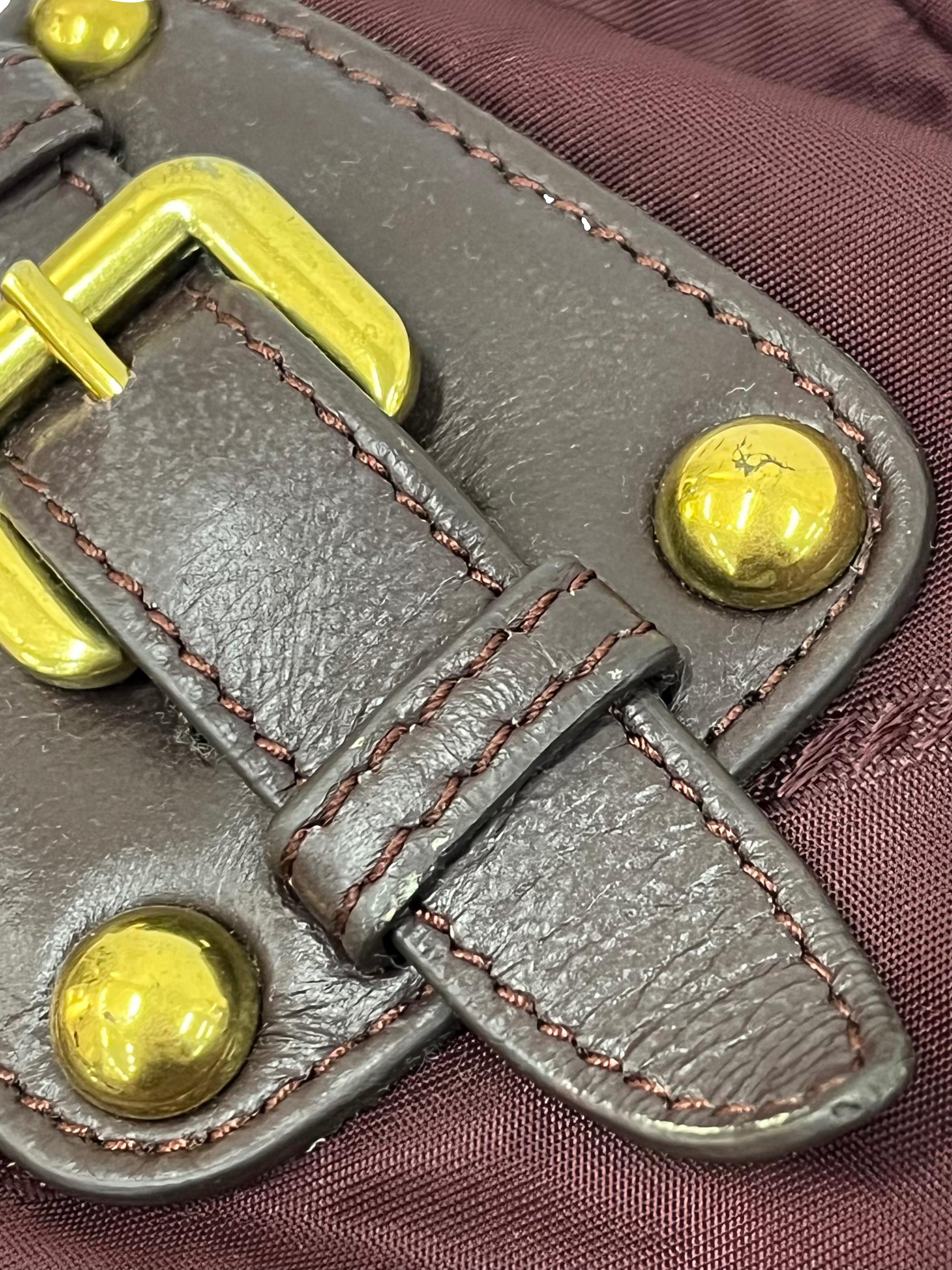 Burgundy Tessuto Nylon Buckle Tote Bag