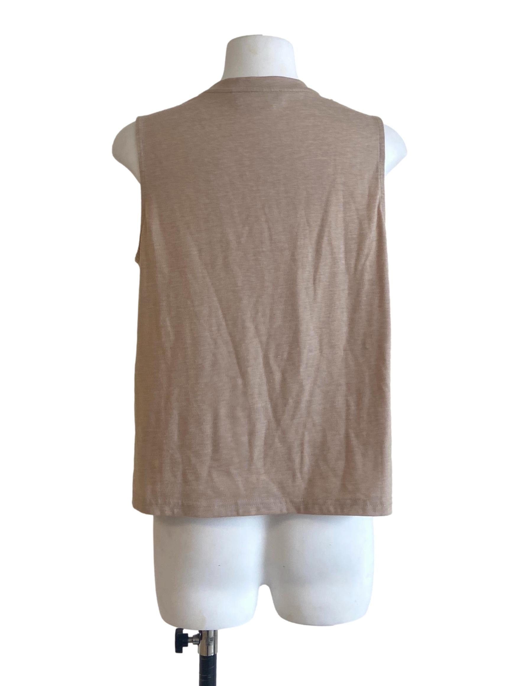 Bone Beige Sleeveless Twill Top LB