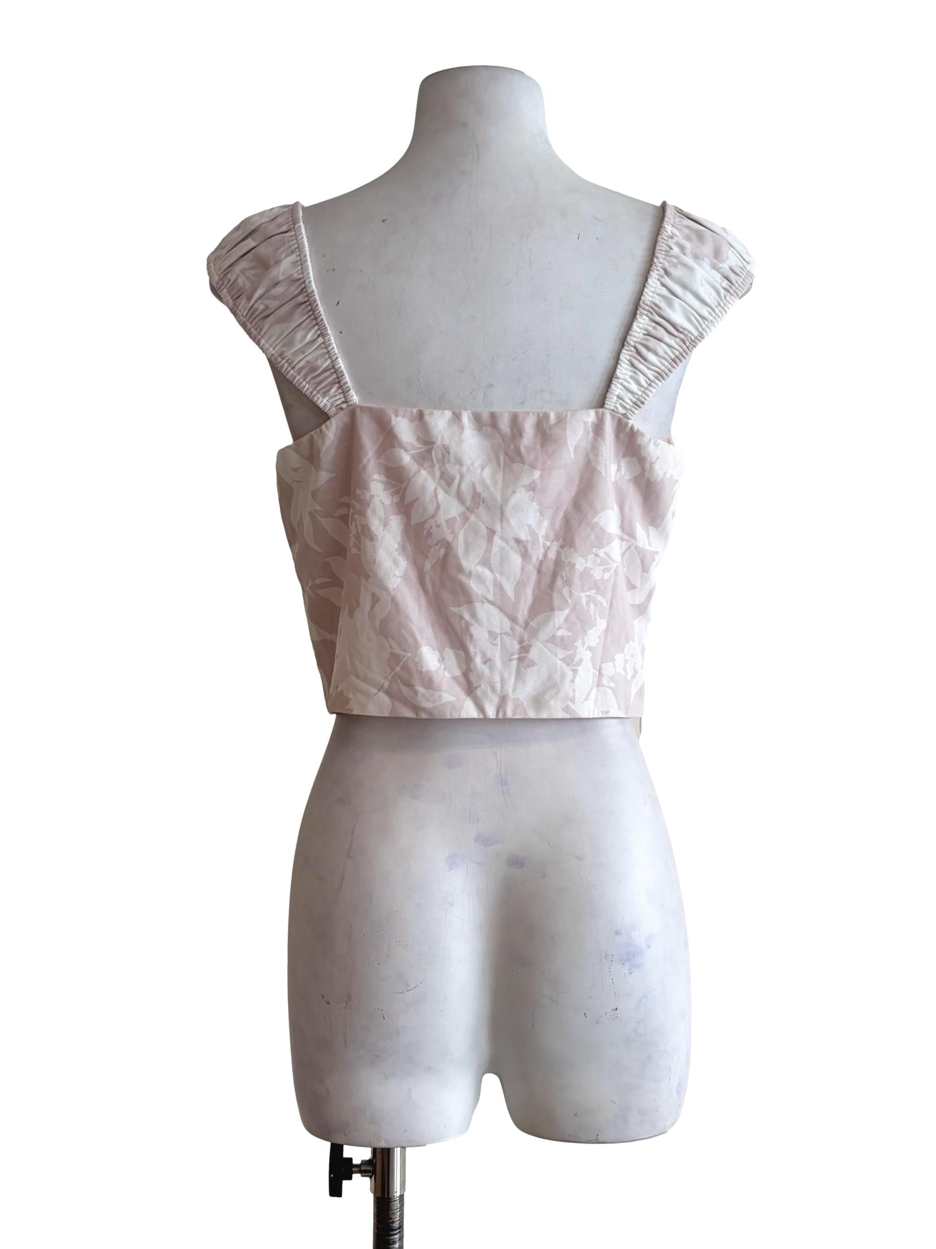 Crepe Pink Nature Print Crop Top