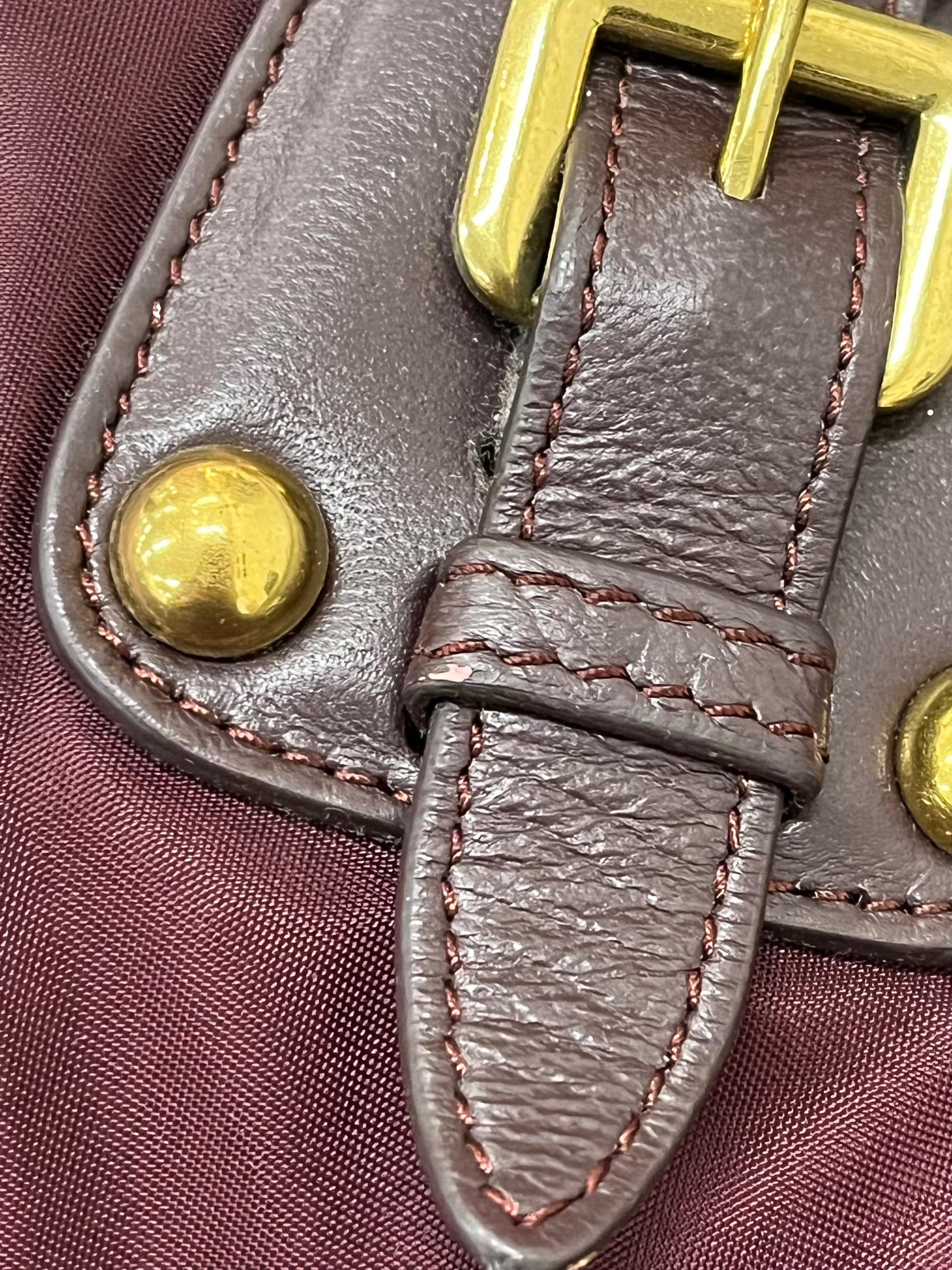 Burgundy Tessuto Nylon Buckle Tote Bag