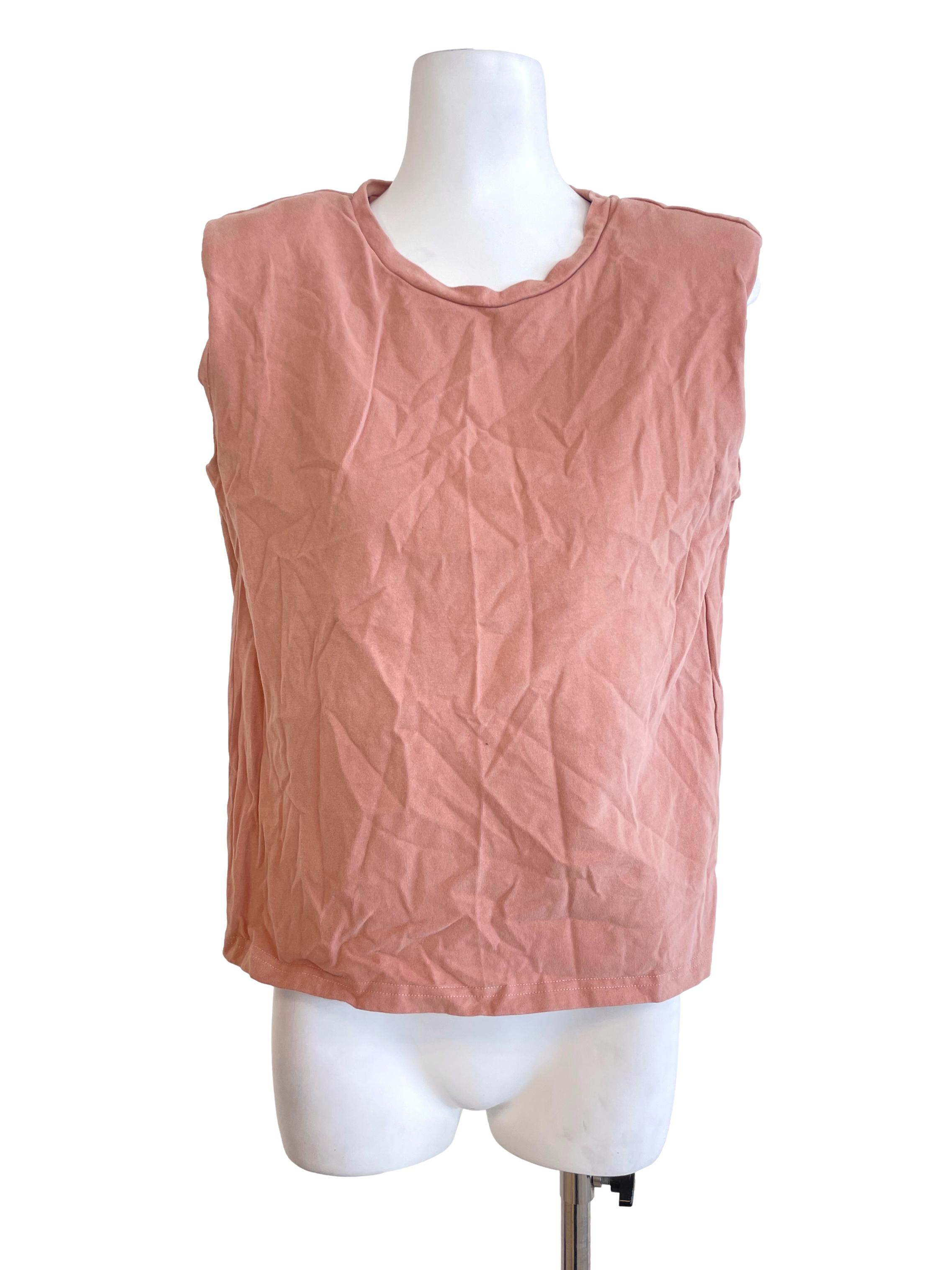 Coral Pink Cotton Sleeveless Top TCL