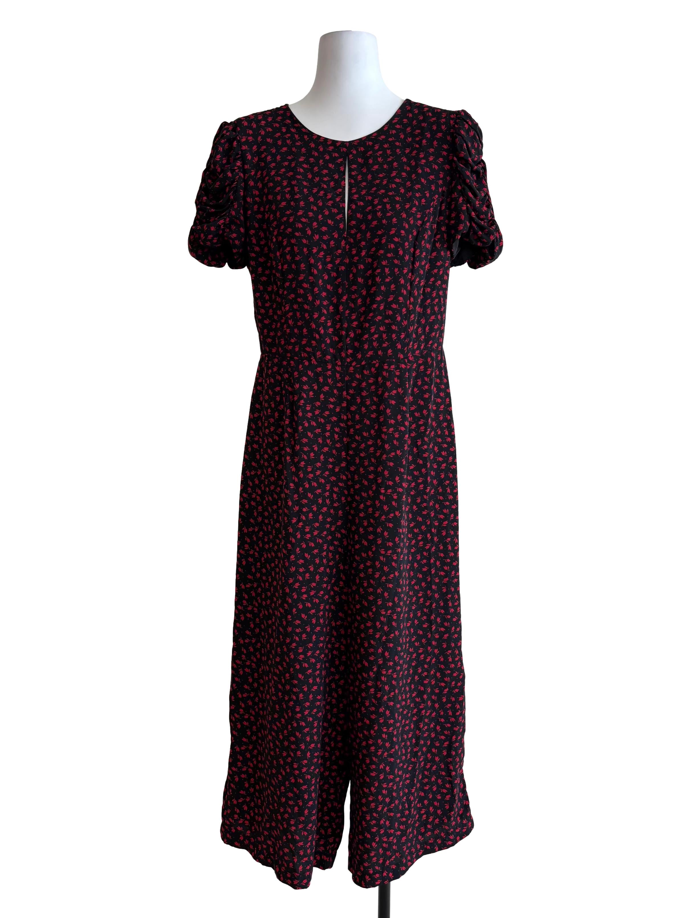 Mahogany Red Printed Backless Jumpsuit