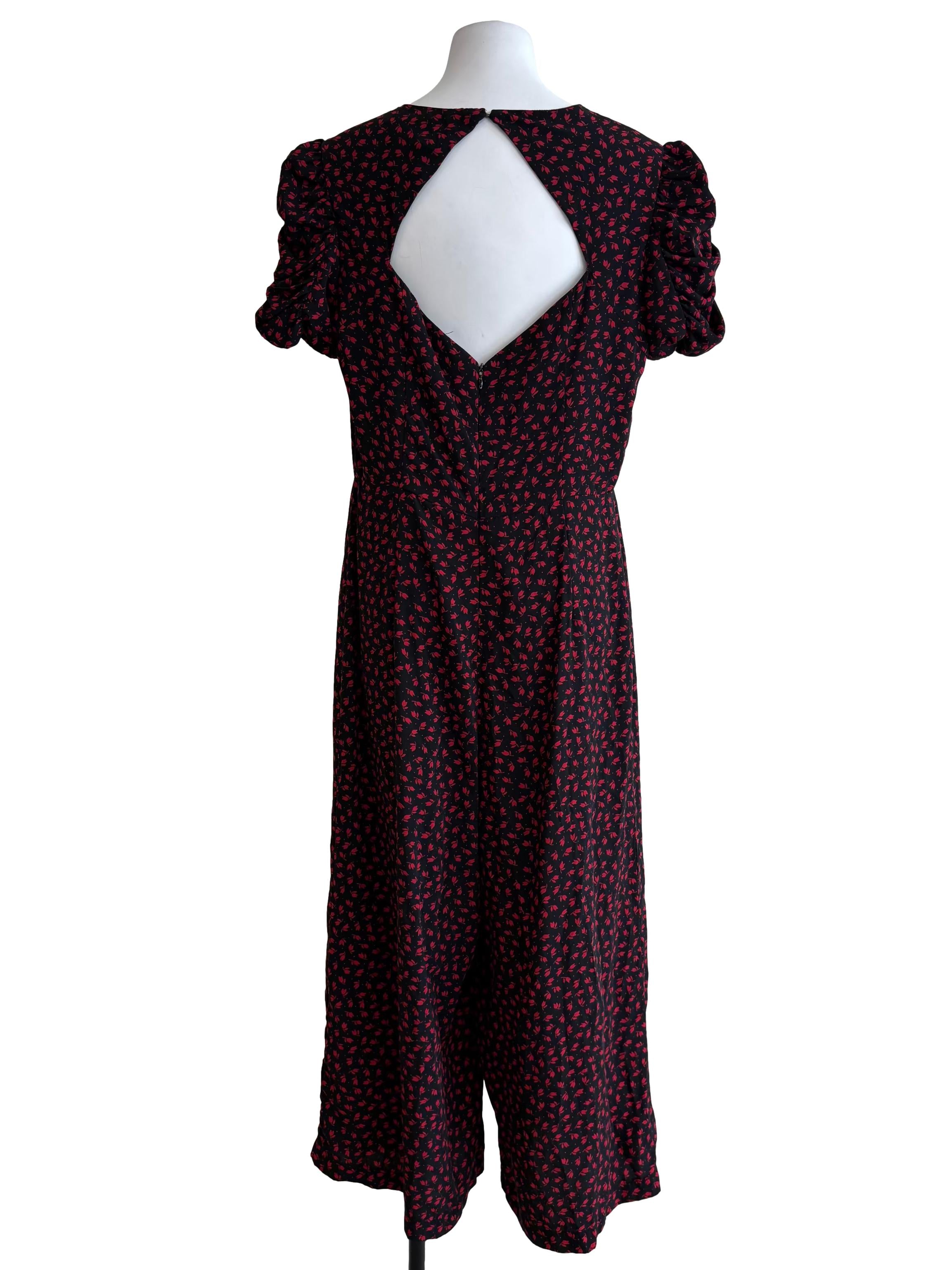 Mahogany Red Printed Backless Jumpsuit