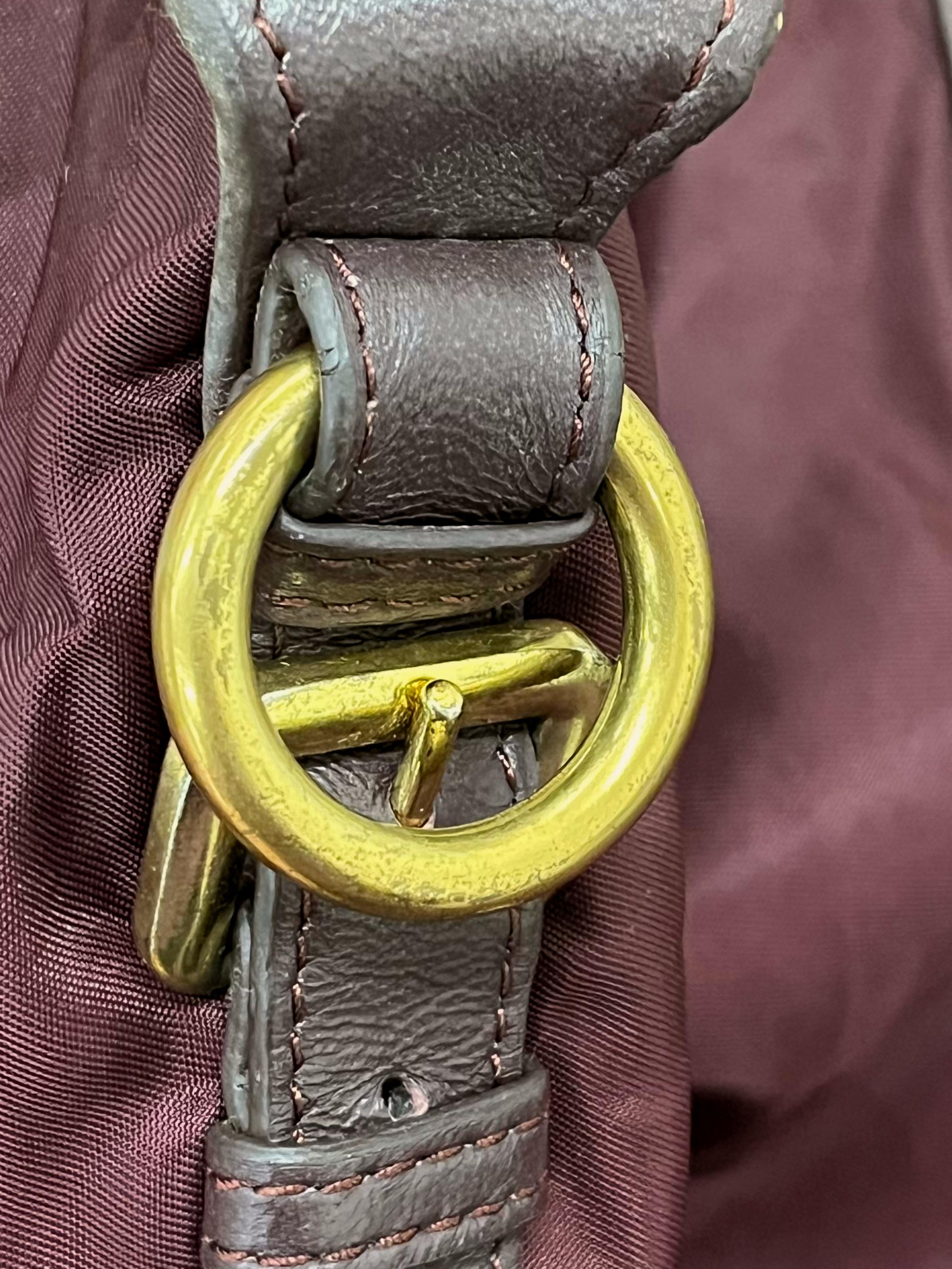 Burgundy Tessuto Nylon Buckle Tote Bag