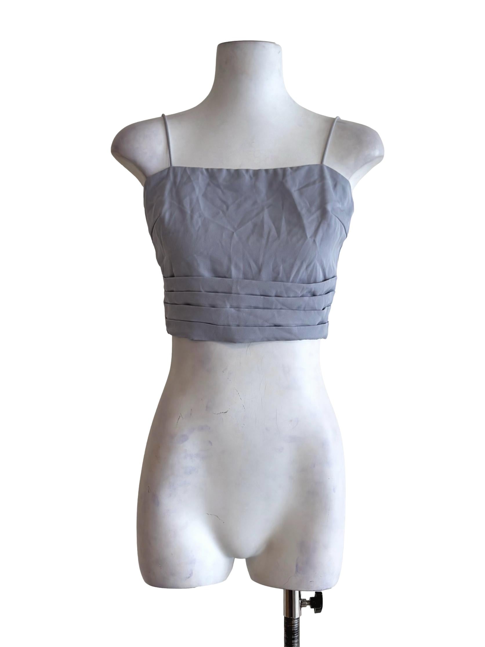 Stone Blue Tiered Waist Crop Top