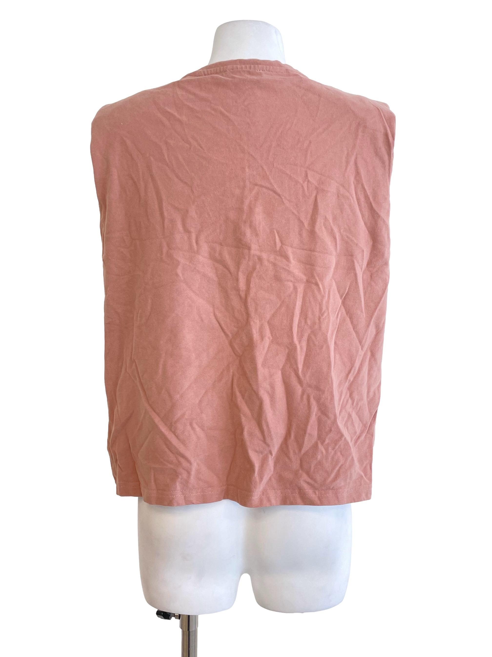 Coral Pink Cotton Sleeveless Top TCL