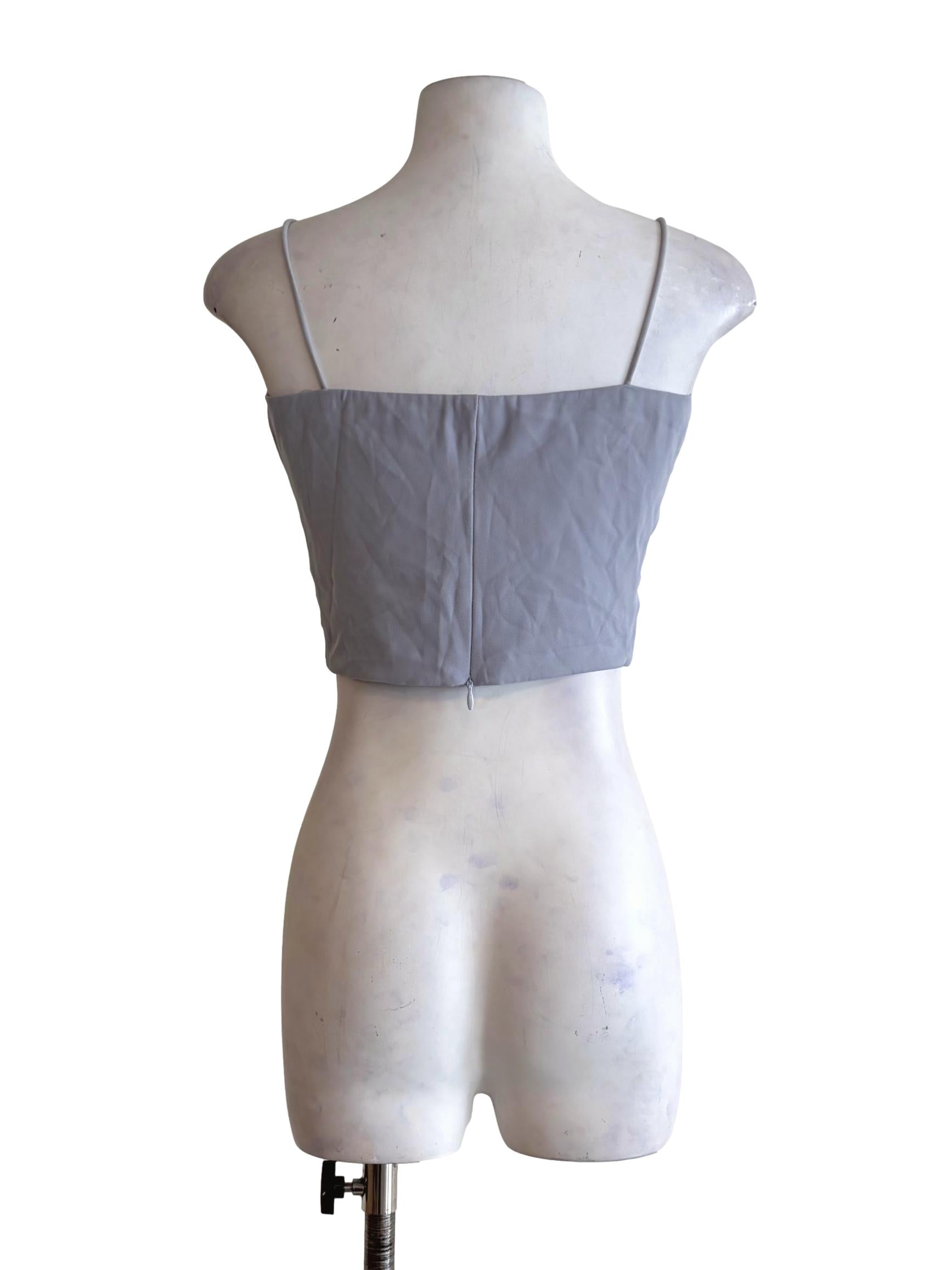 Stone Blue Tiered Waist Crop Top