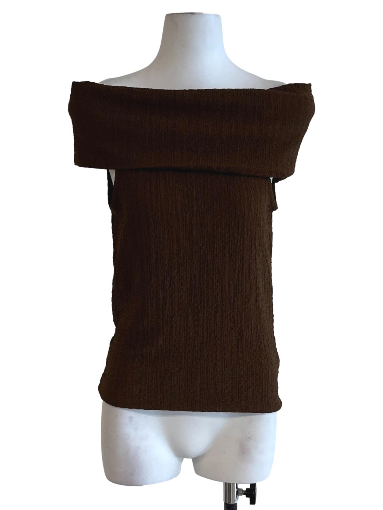 Brown Square Neckline Blouse