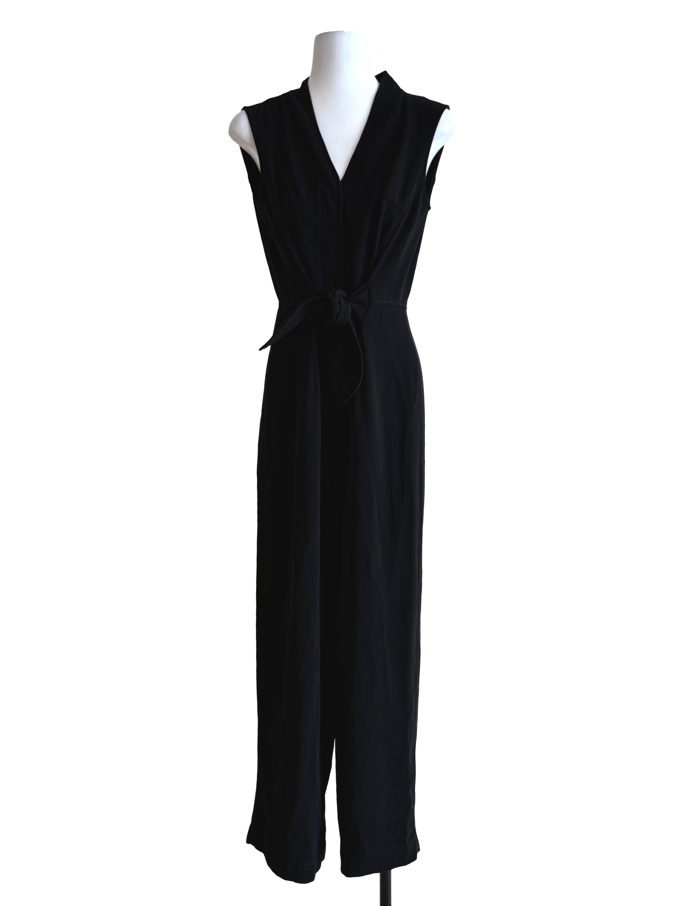 Rich Black Surplice Jumpsuit