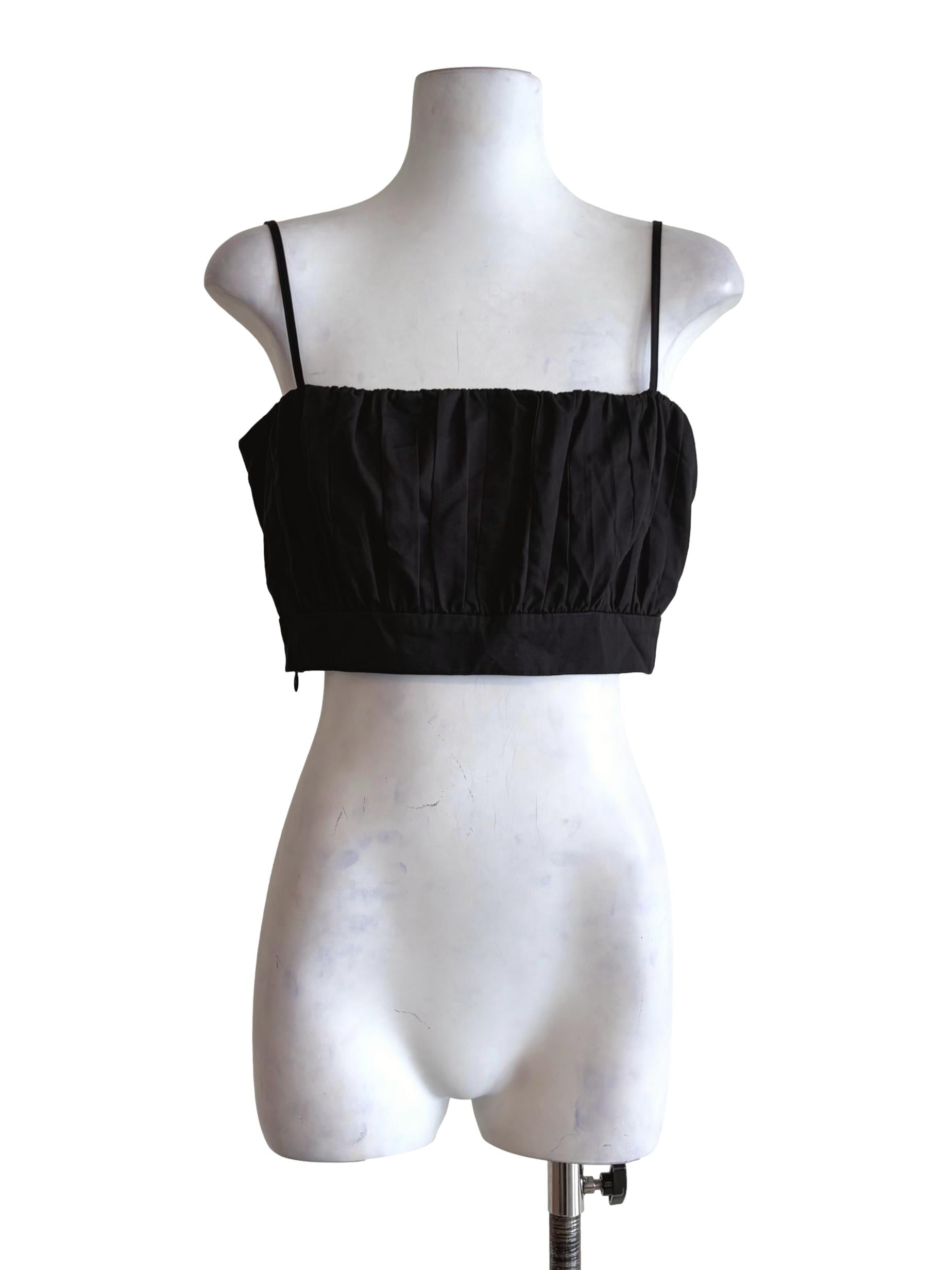 Jade Black Scrunched Front Crop Top