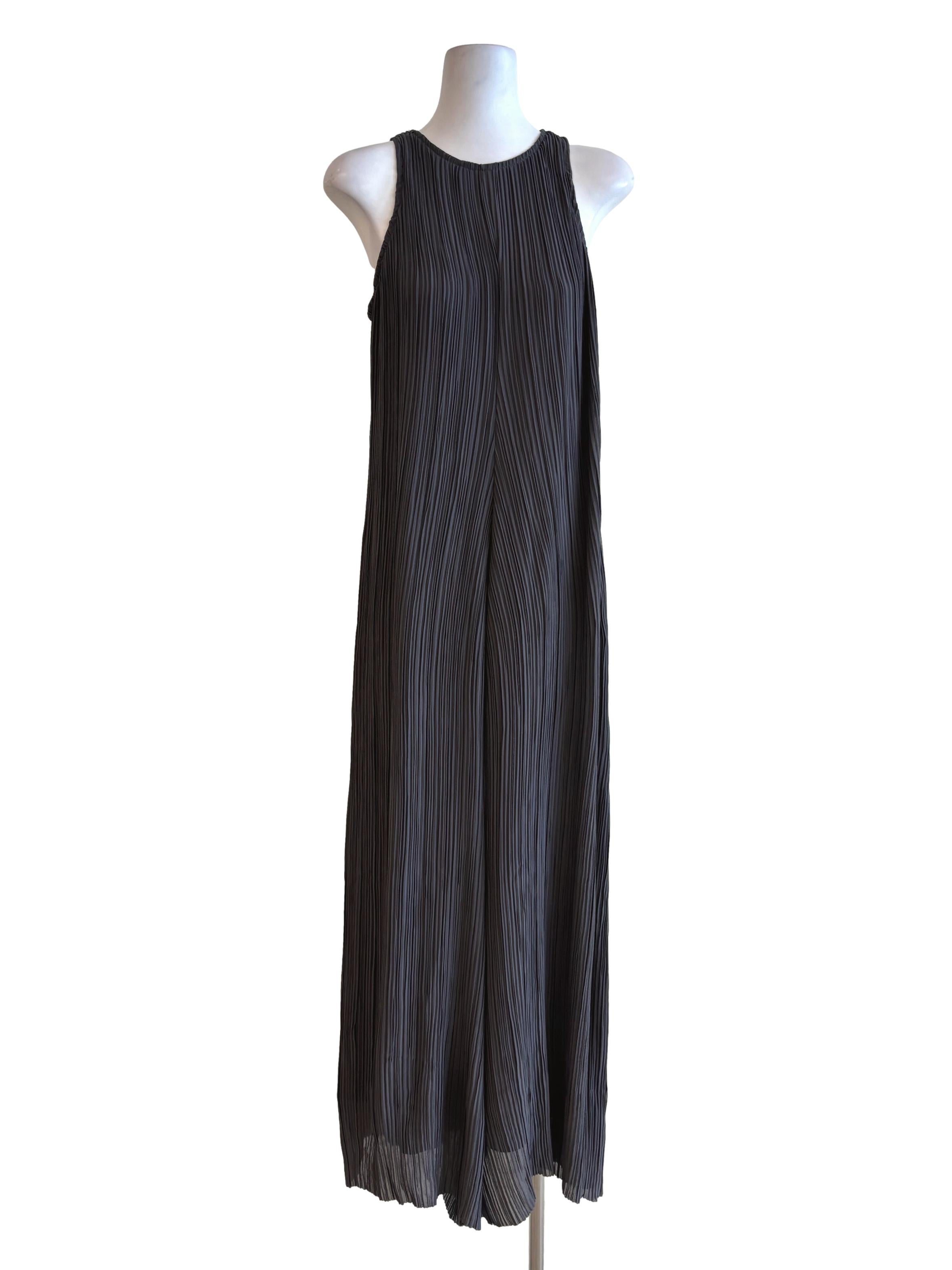 Ebony Grey Pleated Sleeveless Jumpsuit TWL