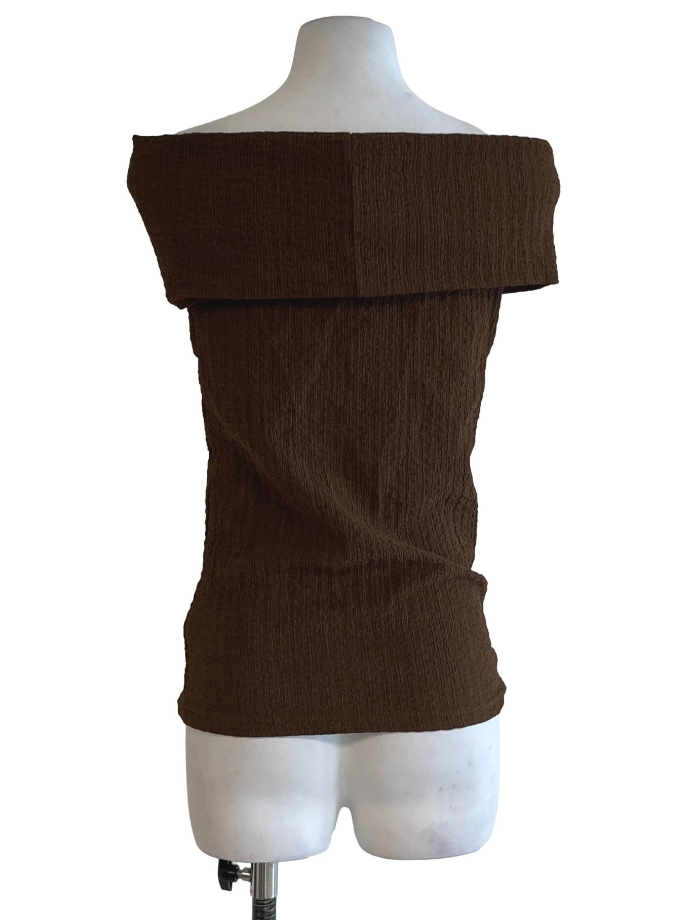 Brown Square Neckline Blouse
