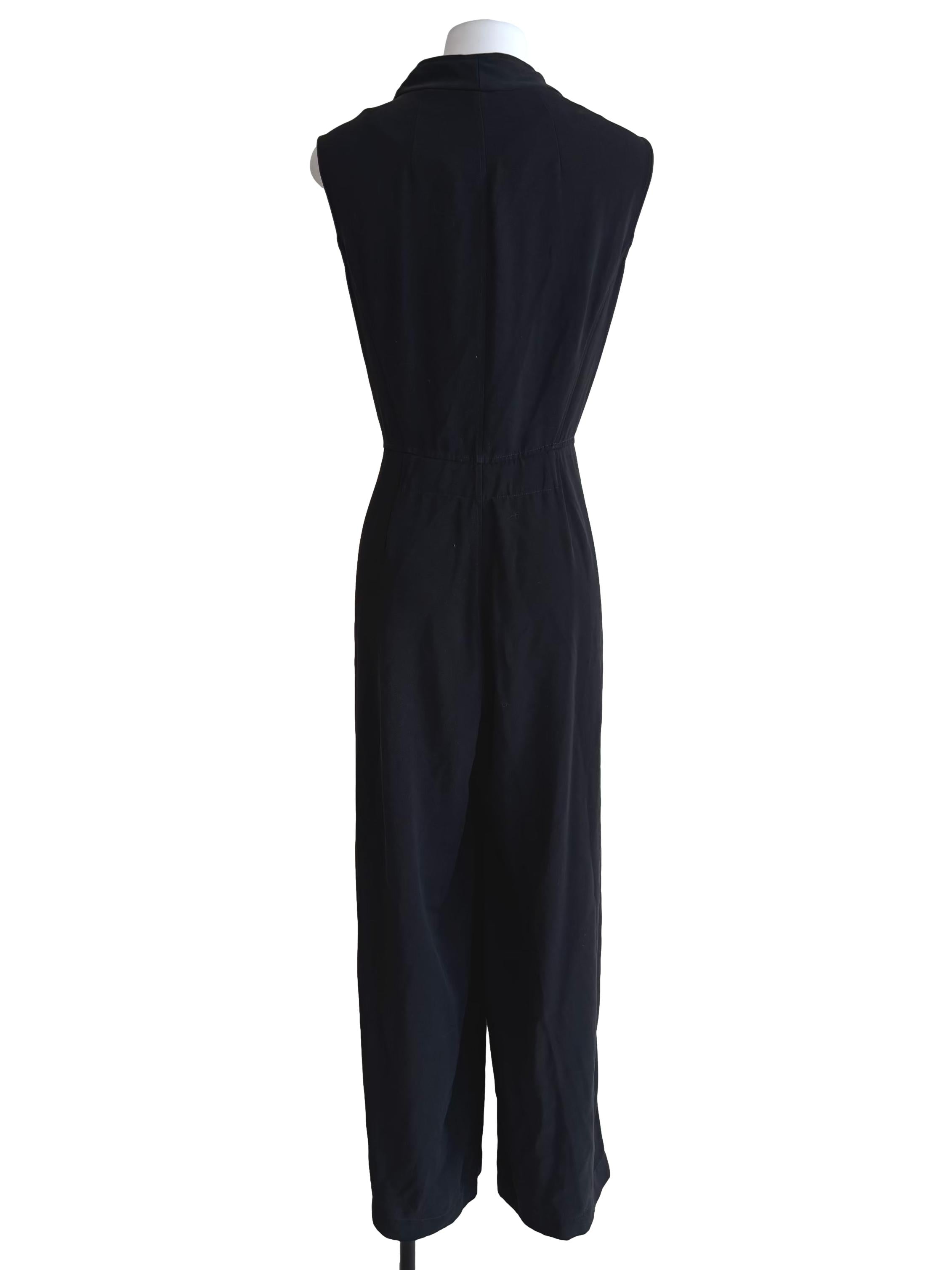 Rich Black Surplice Jumpsuit