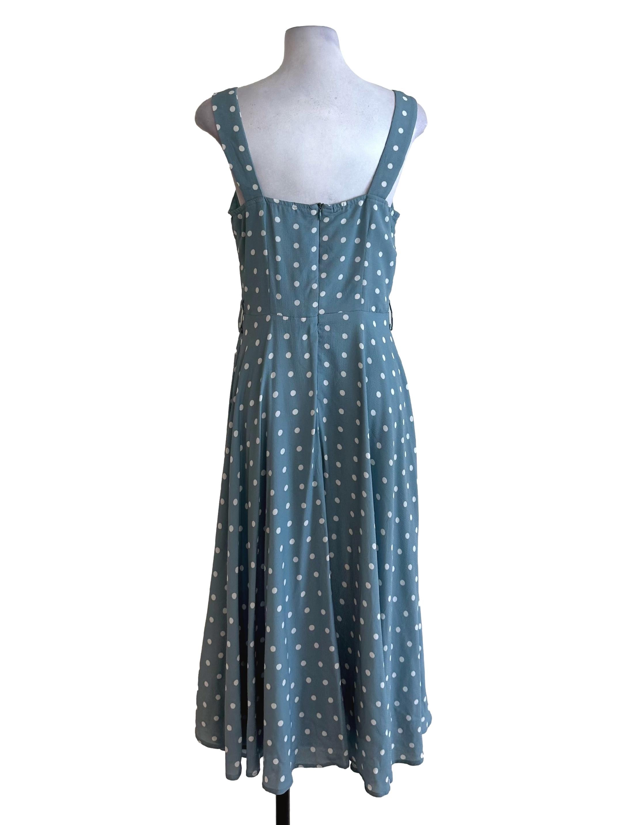 Dusty Blue Polka Dot Pattern Dress