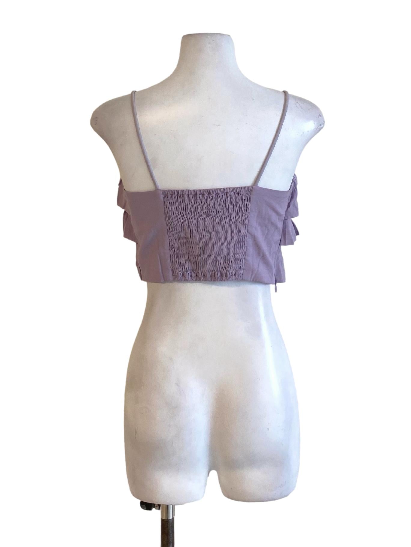 Dark Heather Purple Ruffle Layered Spaghetti Strap Cropped Top
