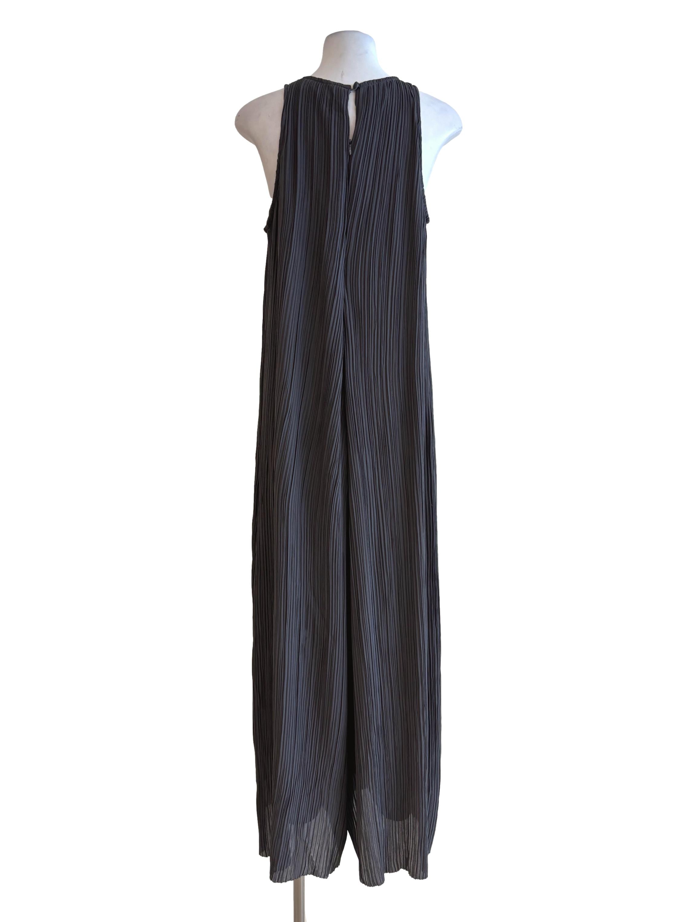 Ebony Grey Pleated Sleeveless Jumpsuit TWL