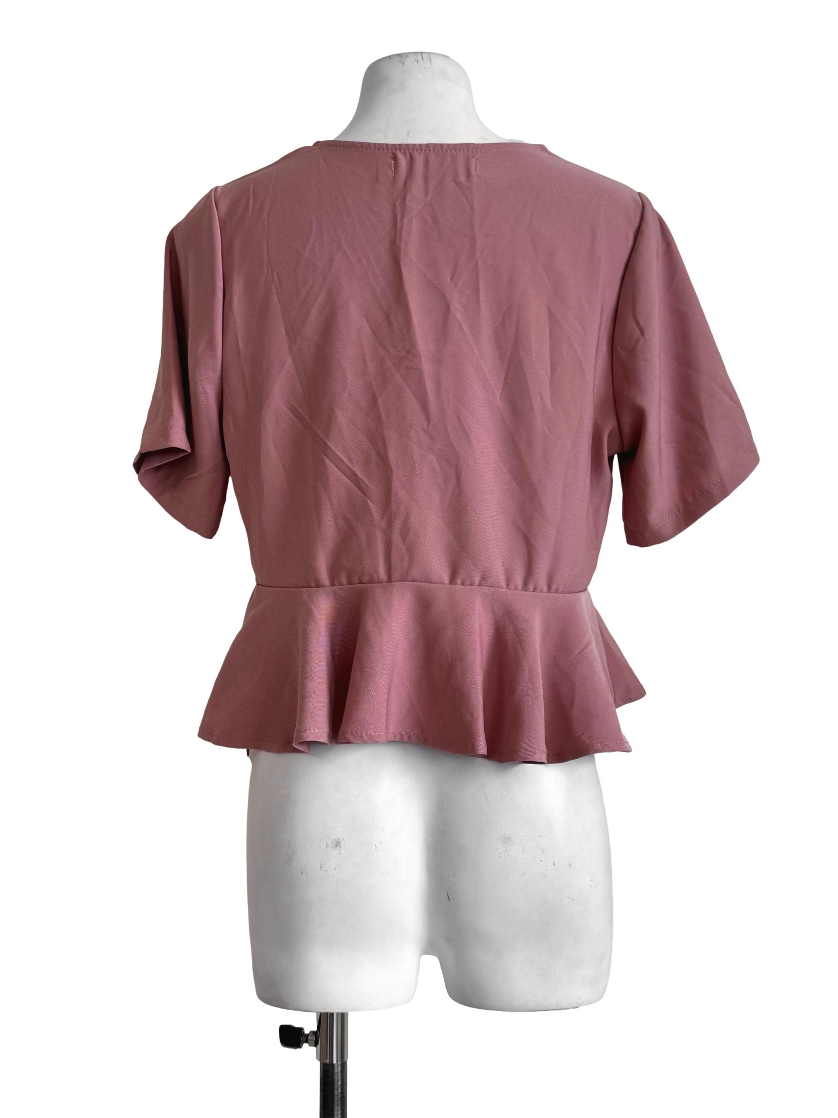 Mocha Pink Deep Neck Blouse TEM