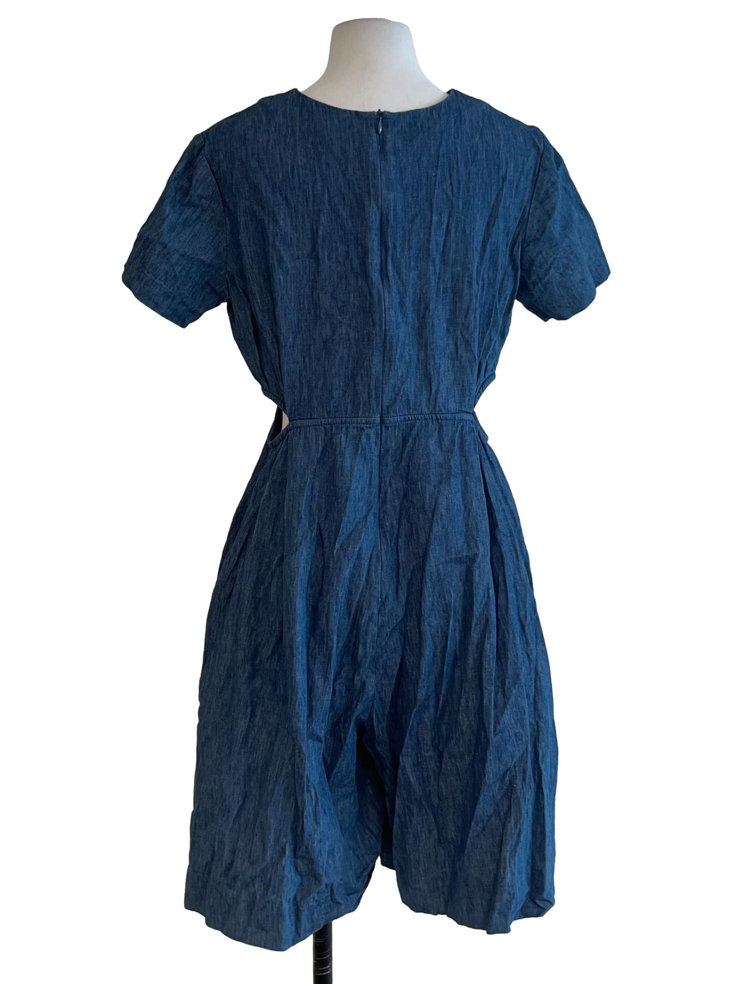Blue Denim Jewel Neckline Empire Dress