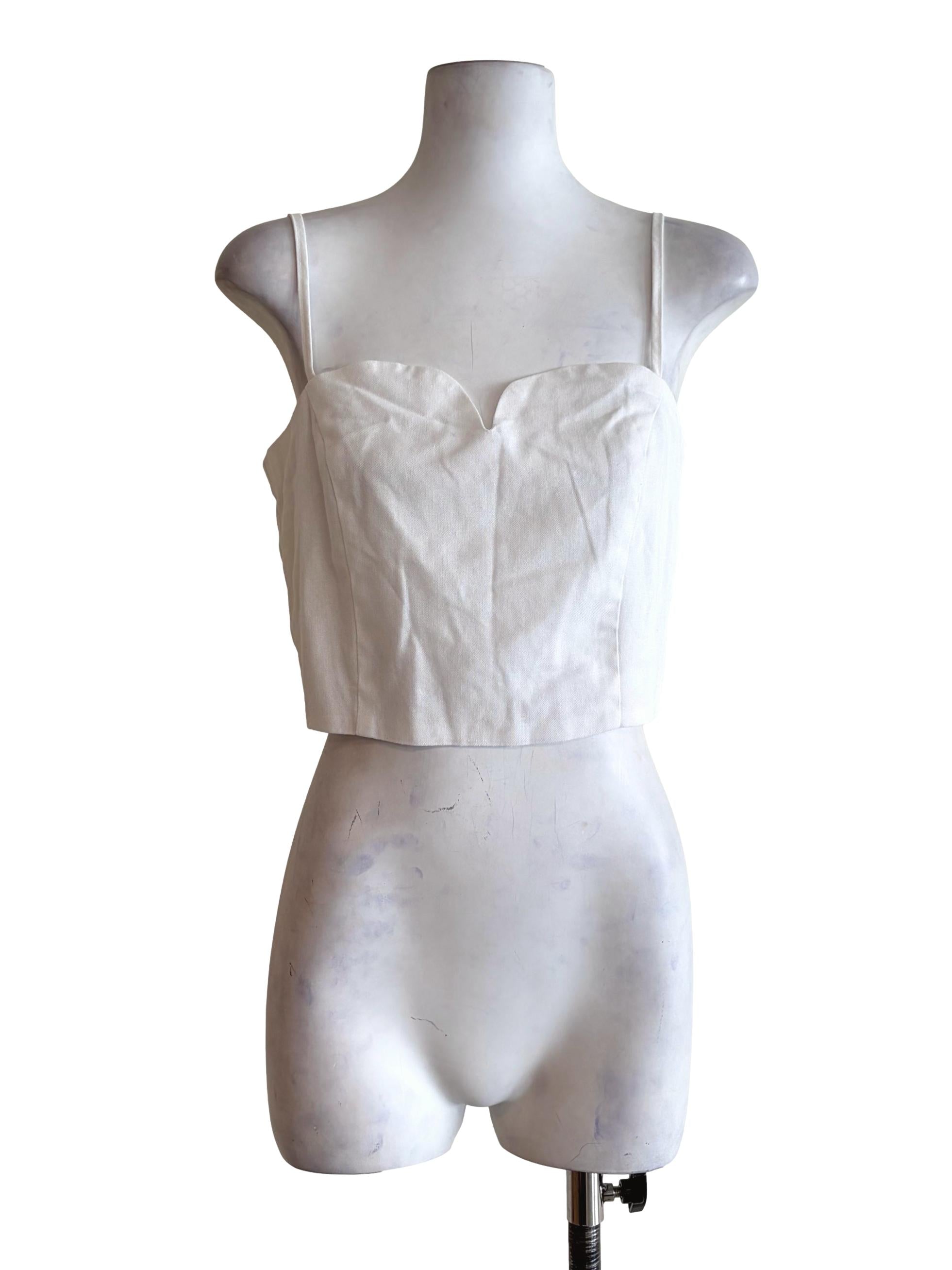 Dove White Textured Crop Top