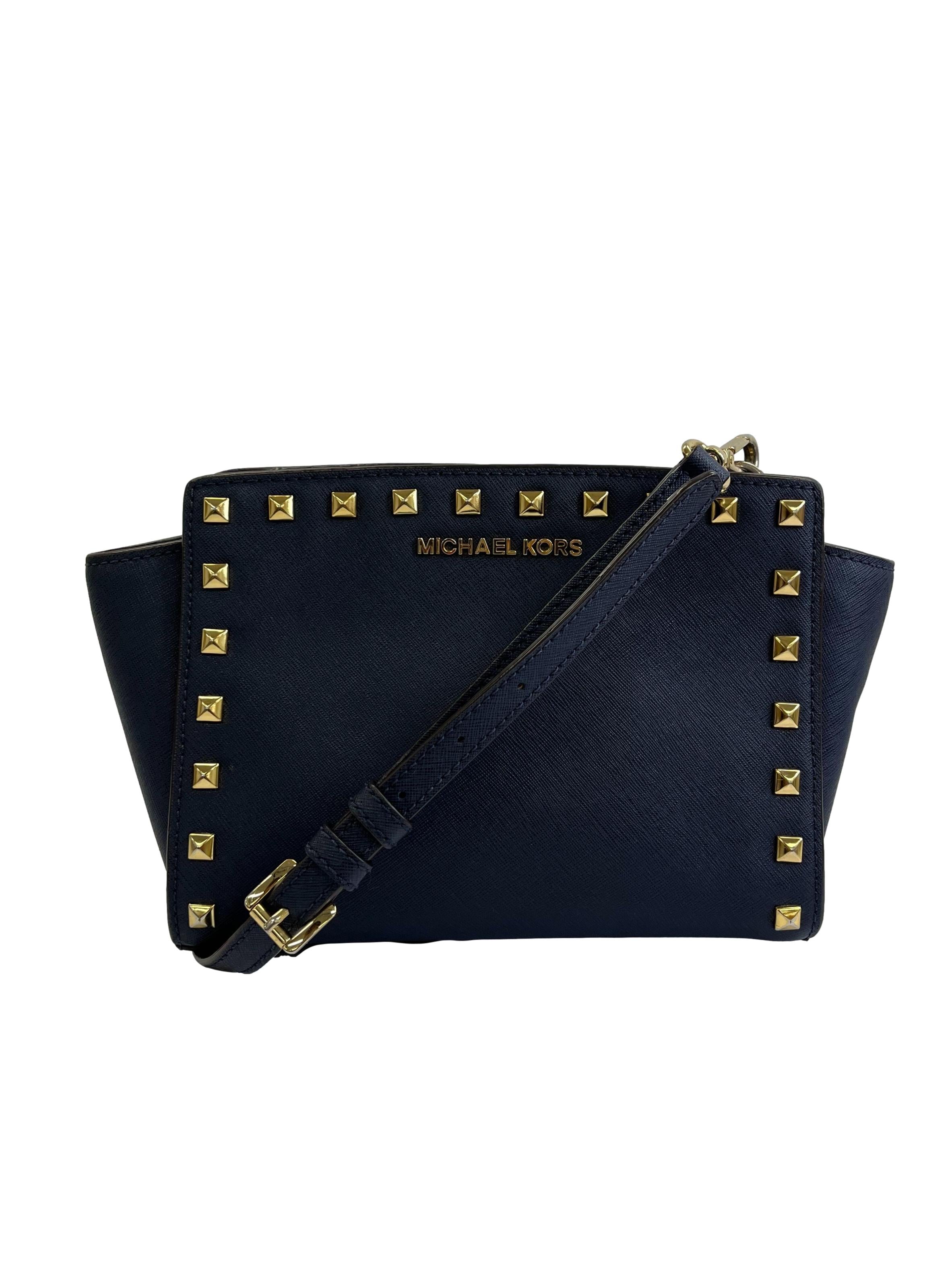 Midnight Blue Studded Crossbody Bag