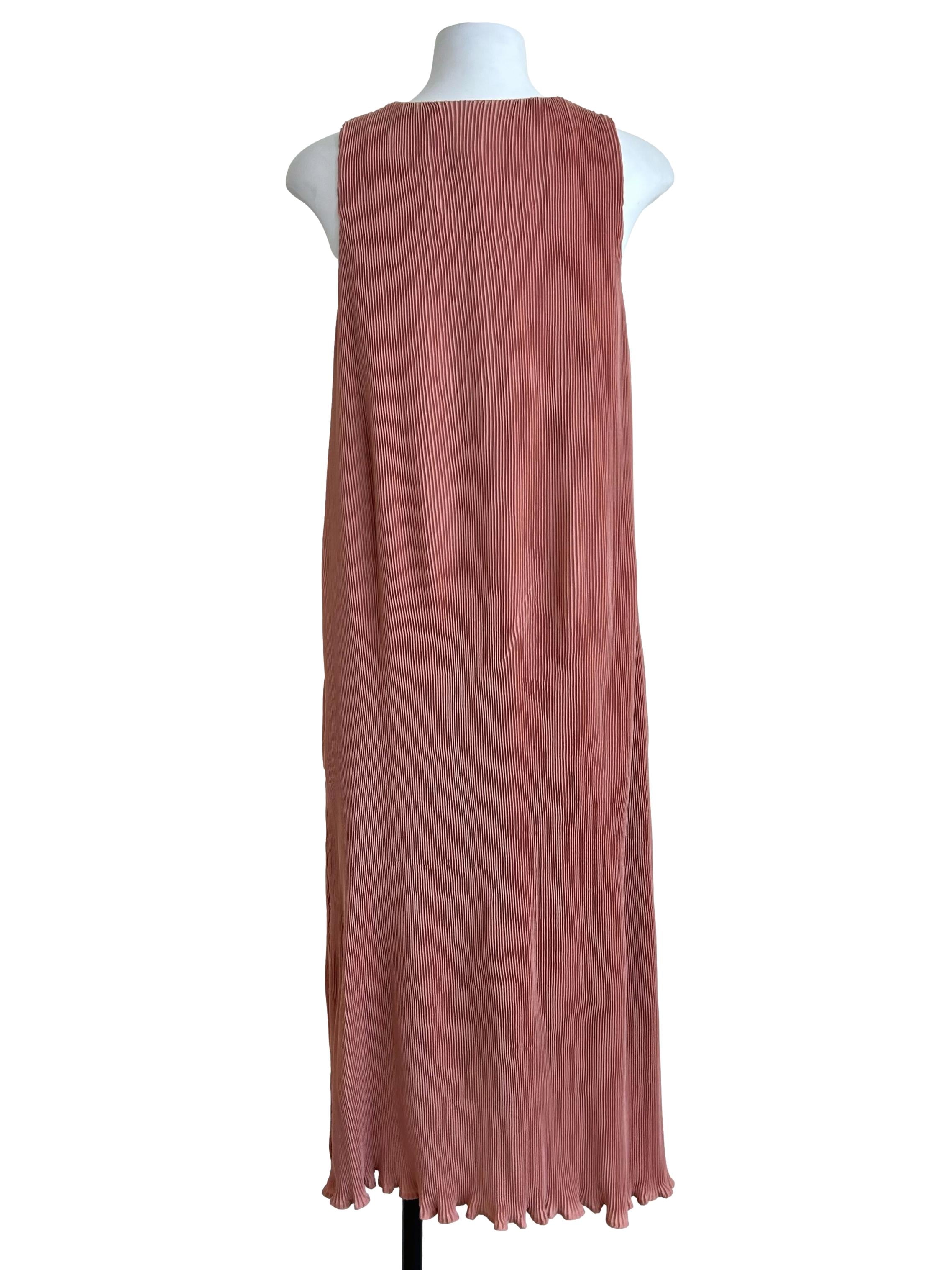 Dusty Rose Pleated Faux-Wrap Sheath Dress