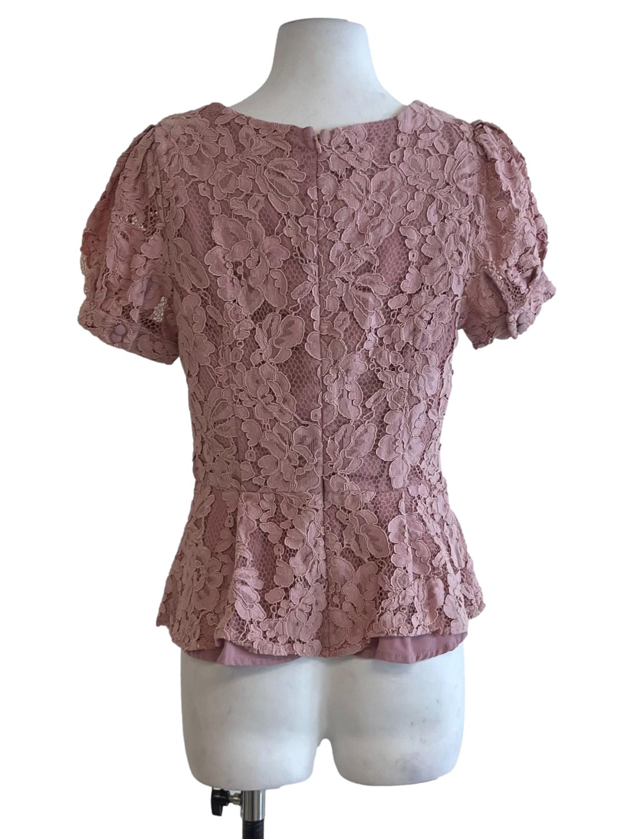 Flamingo Pink Lace Blouse