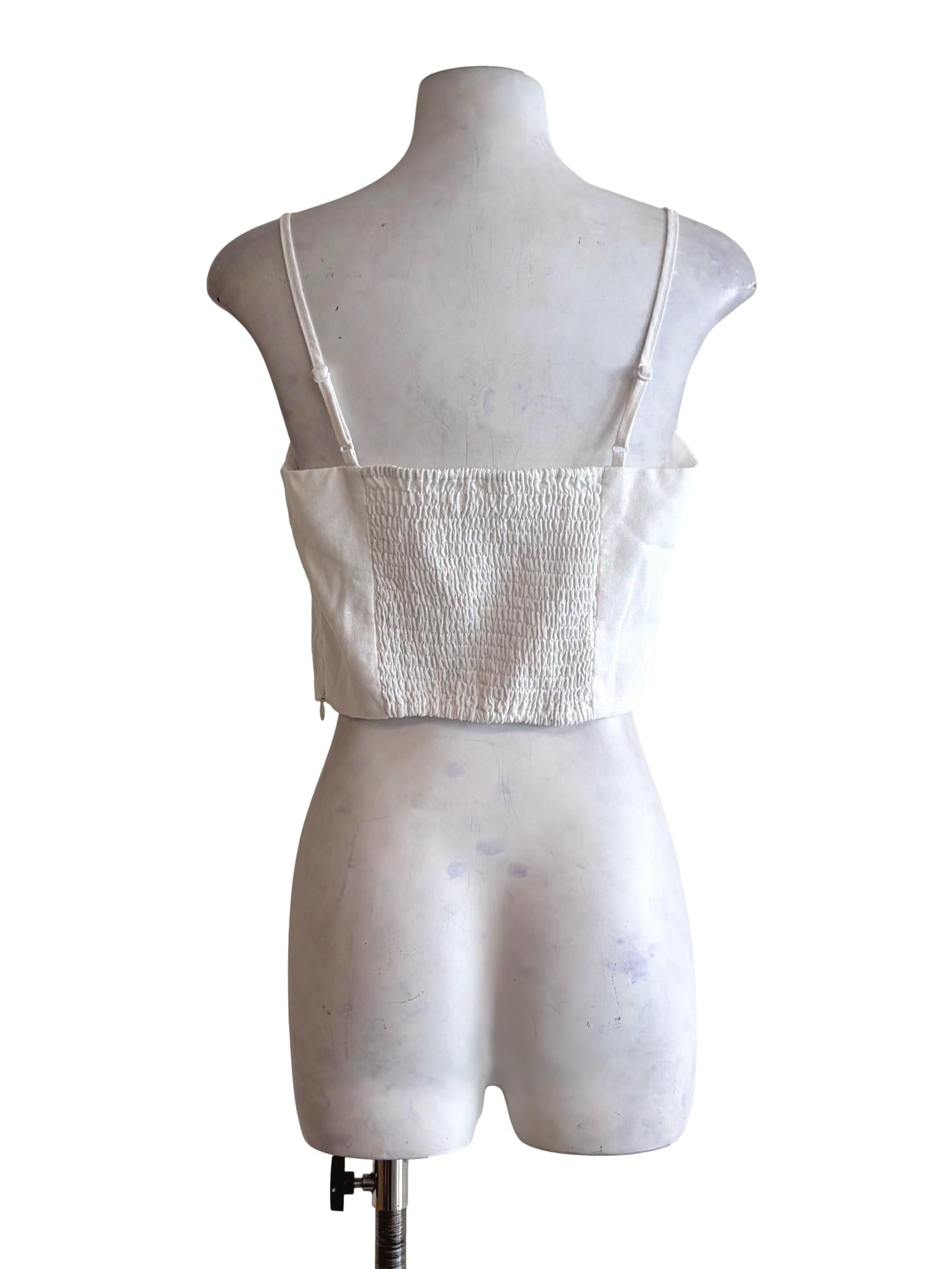 Dove White Textured Crop Top