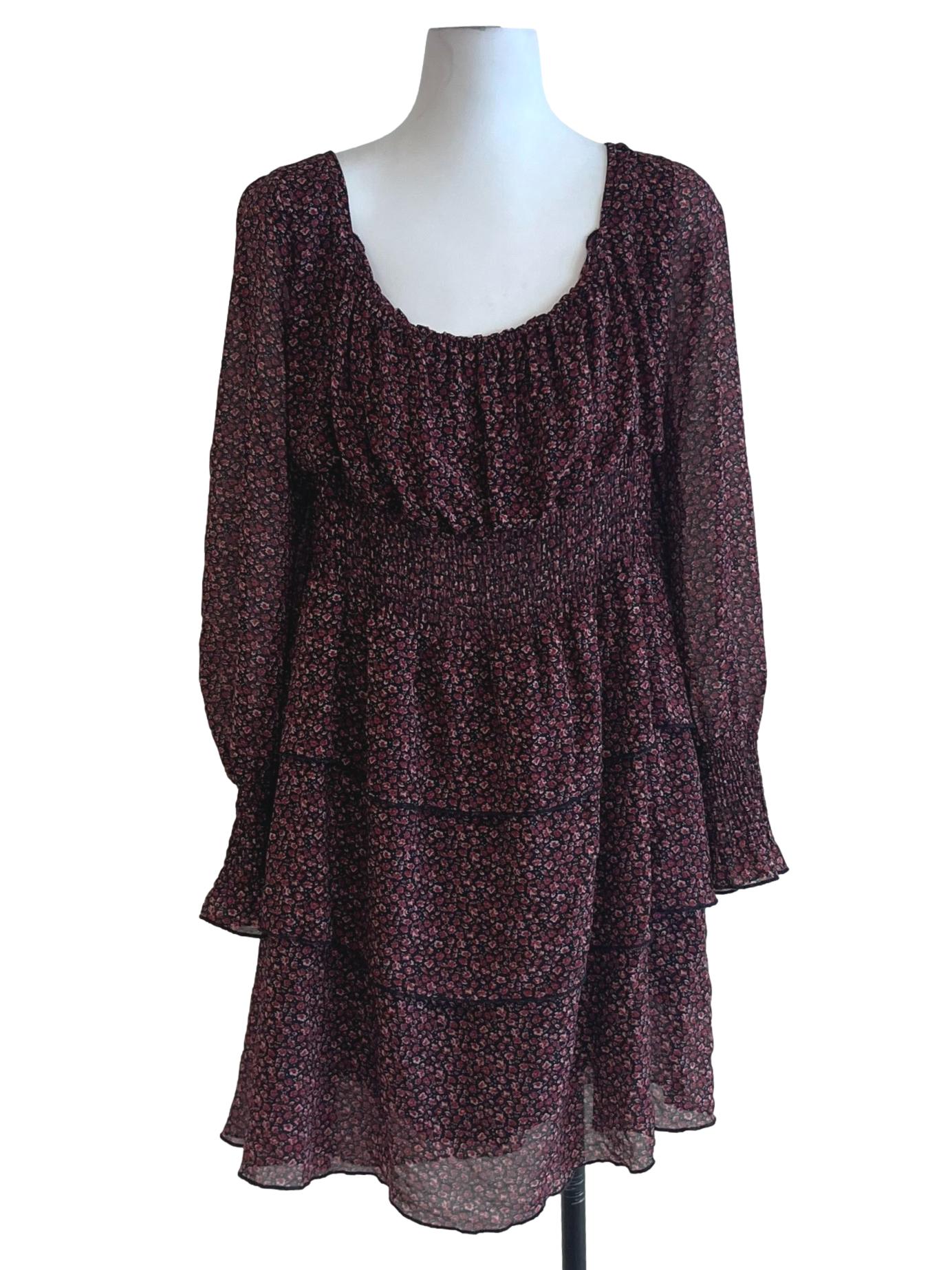 Black Floral Empire Dress