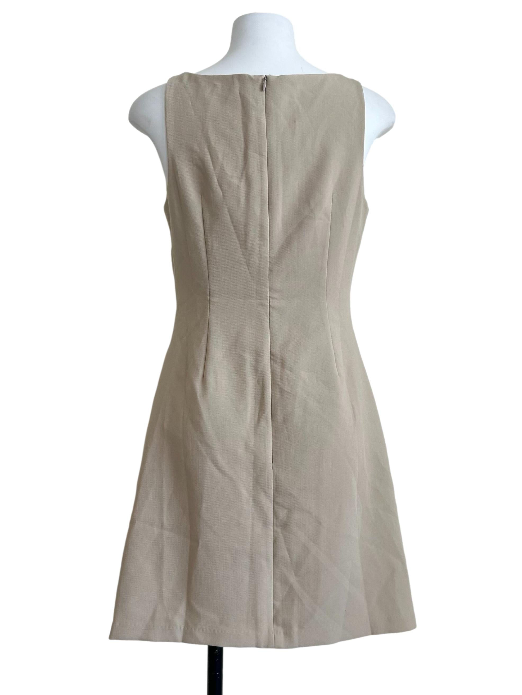Taupe Ruched Boat-Neck Mini Dress