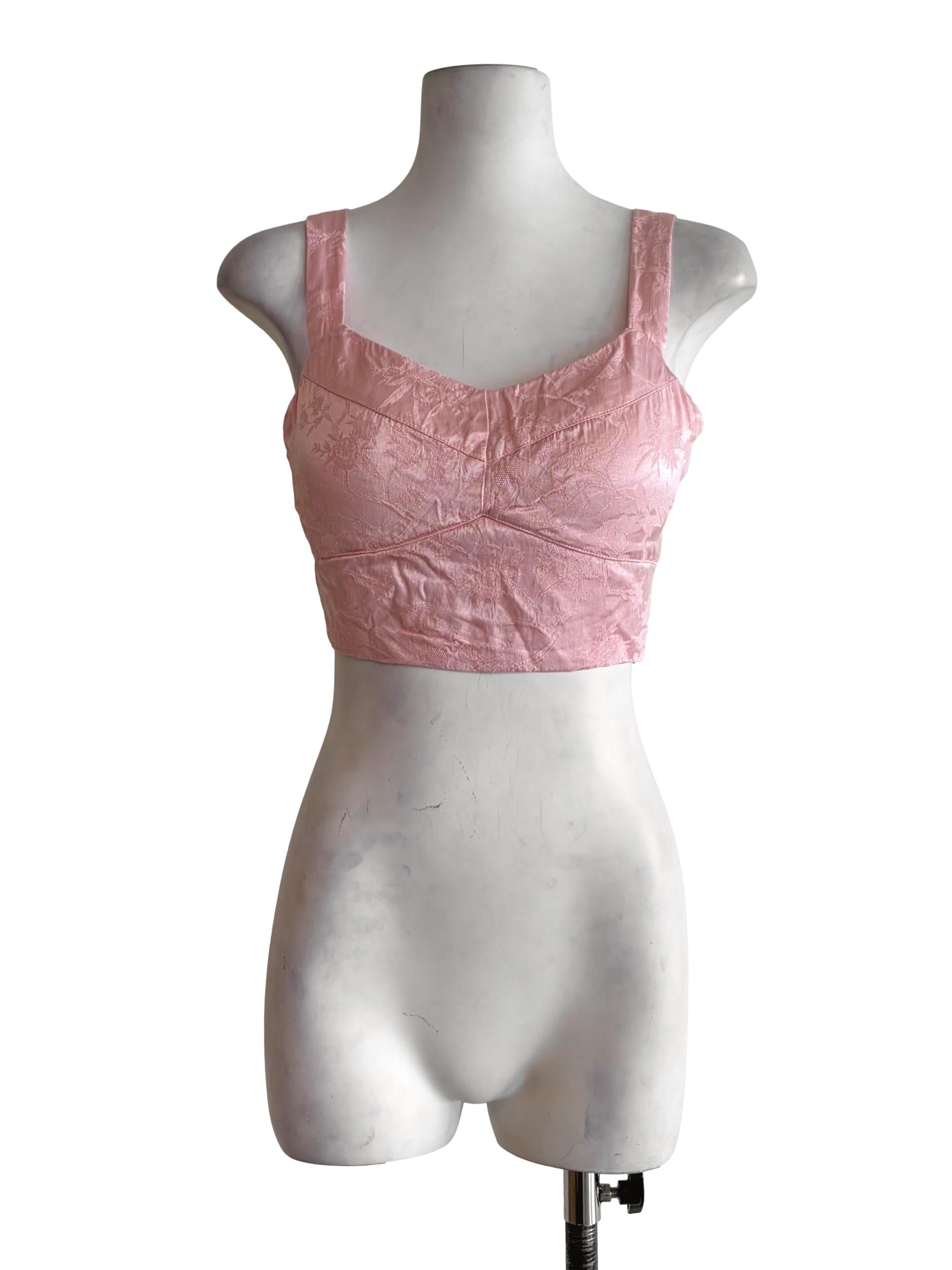 Bubblegum Pink Embroidered Details Crop Top