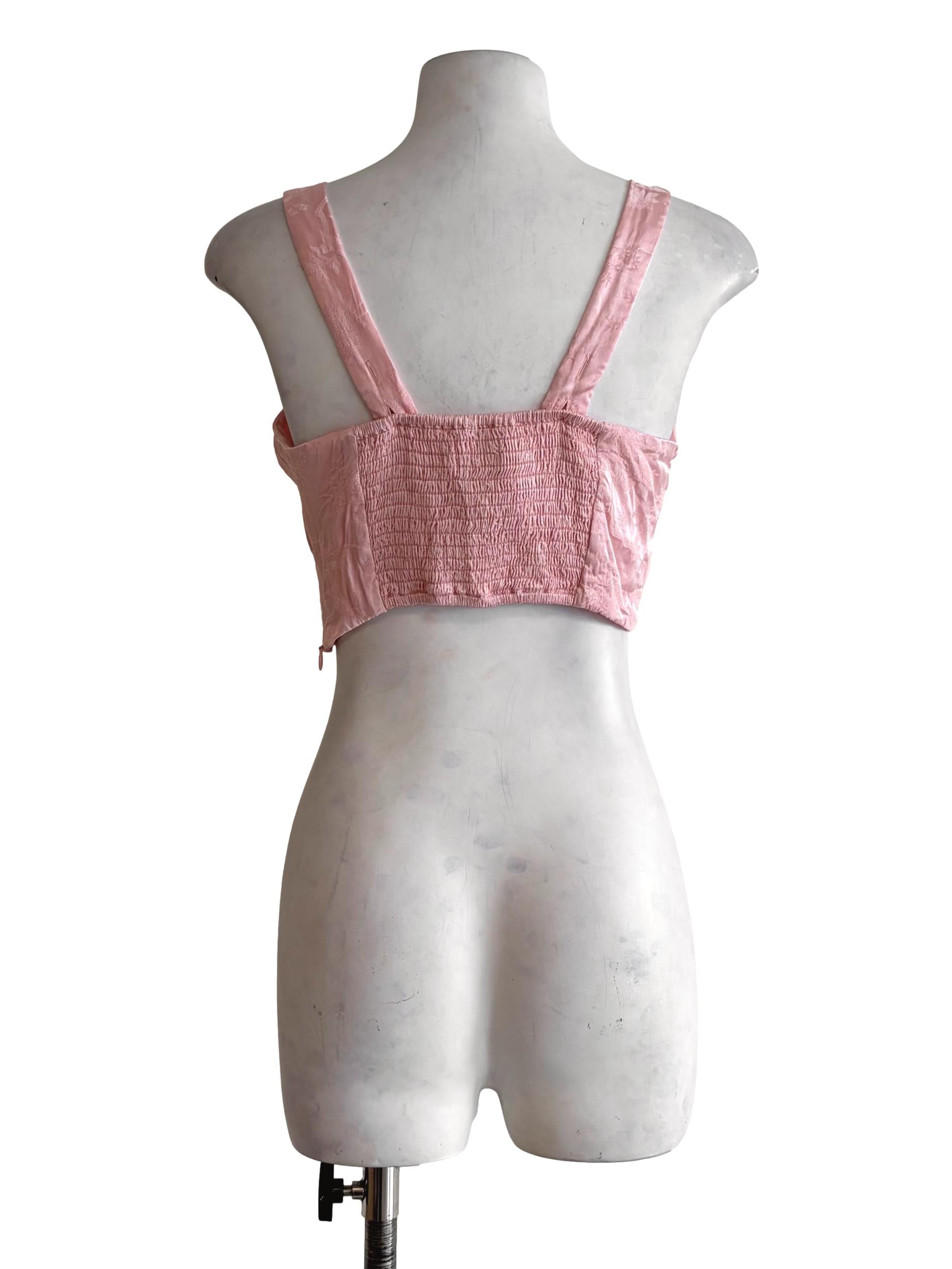 Bubblegum Pink Embroidered Details Crop Top